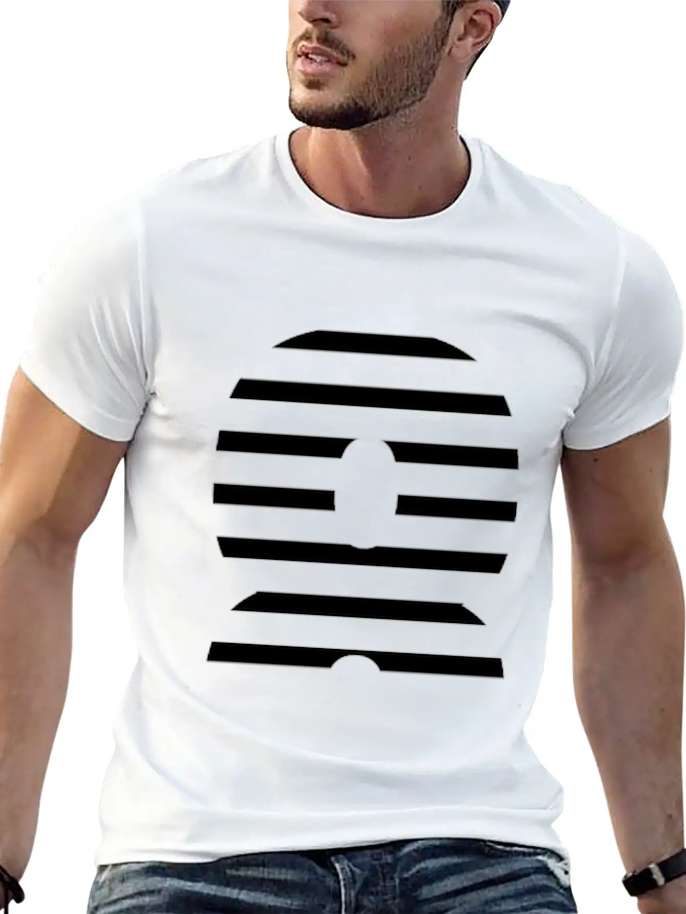 Sliced 8 Design: Digit 8 Cut In Striking Pattern Unisex Casual T-Shirt – Clean Design For Daily Comfort