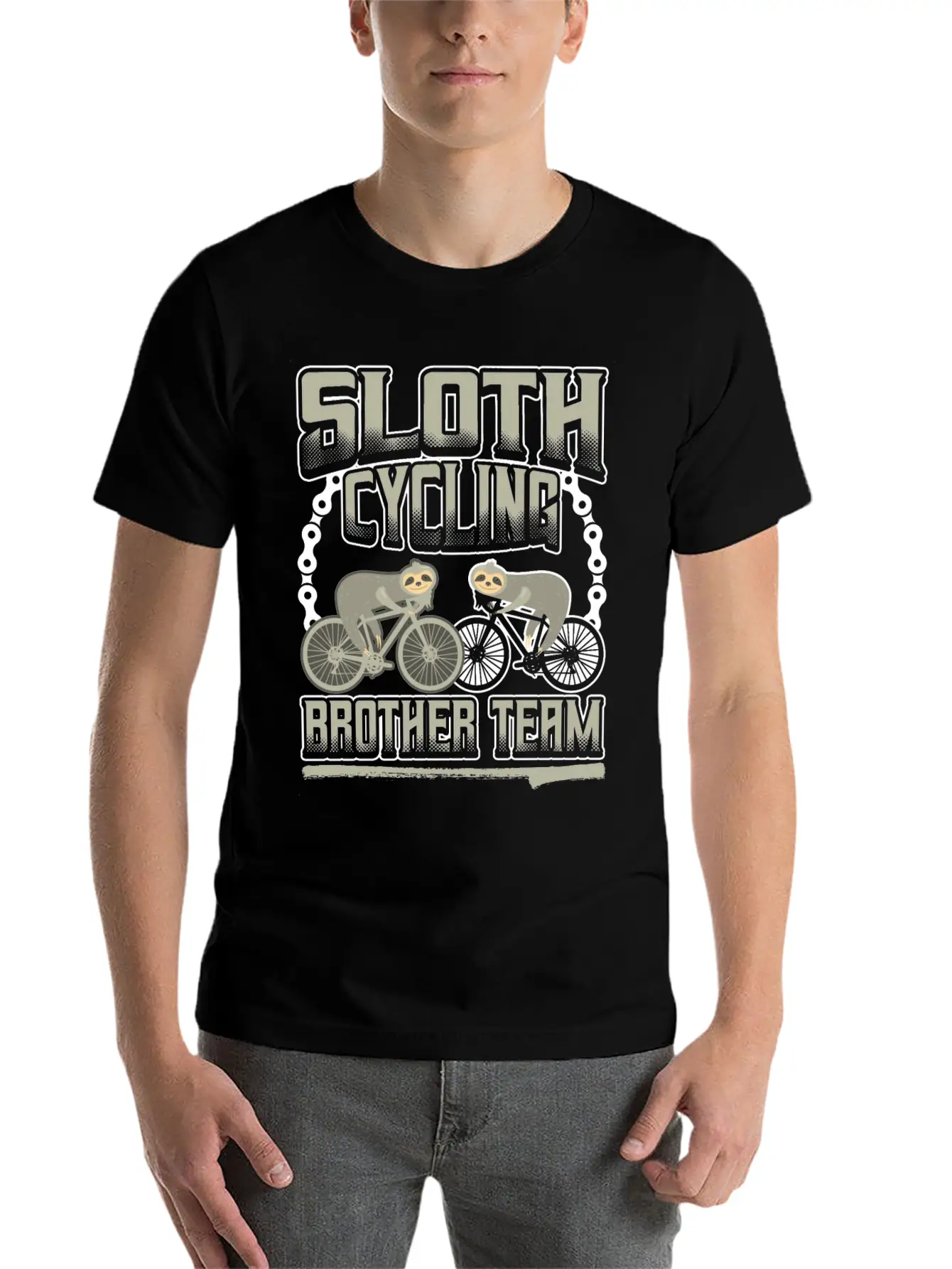 Sloth Cycling Brother Team Stylish Everyday T-Shirt – Unisex Basic Cotton Tee
