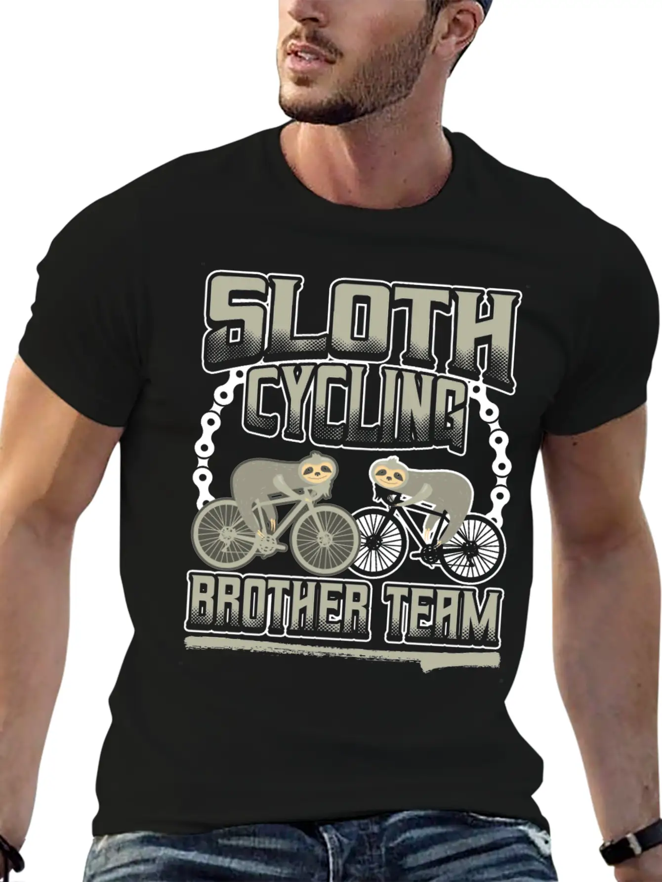 Sloth Cycling Brother Team Stylish Everyday T-Shirt – Unisex Basic Cotton Tee
