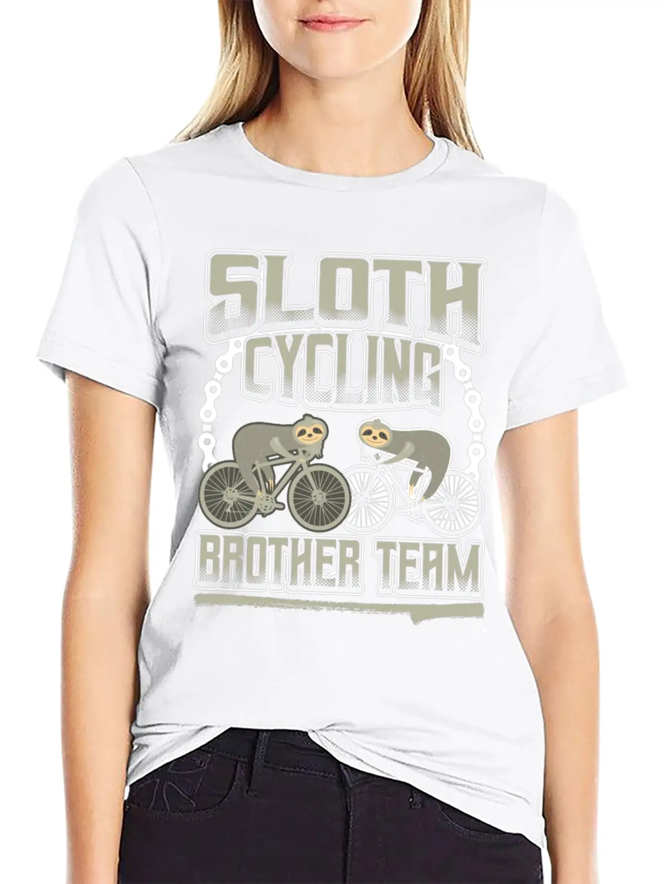 Sloth Cycling Brother Team Stylish Everyday T-Shirt – Unisex Basic Cotton Tee