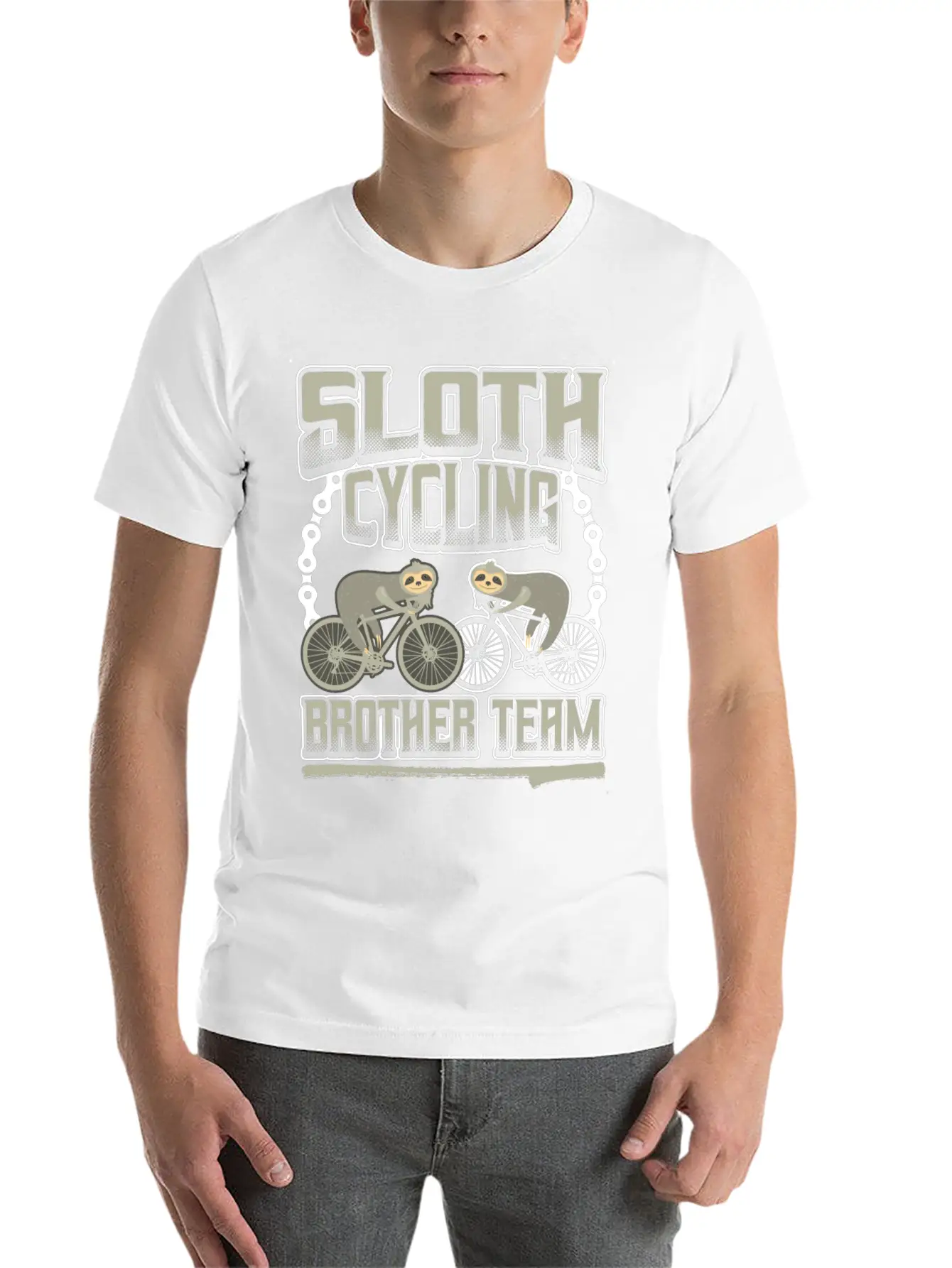 Sloth Cycling Brother Team Stylish Everyday T-Shirt – Unisex Basic Cotton Tee