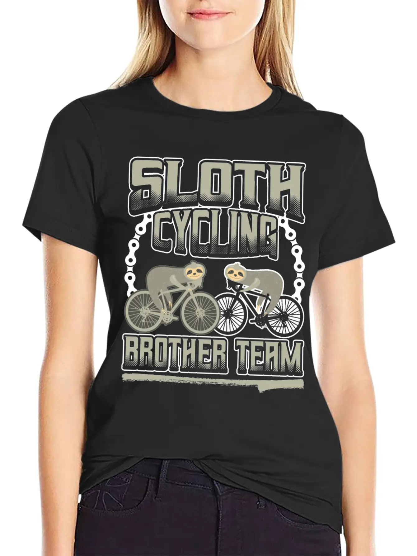 Sloth Cycling Brother Team Stylish Everyday T-Shirt – Unisex Basic Cotton Tee