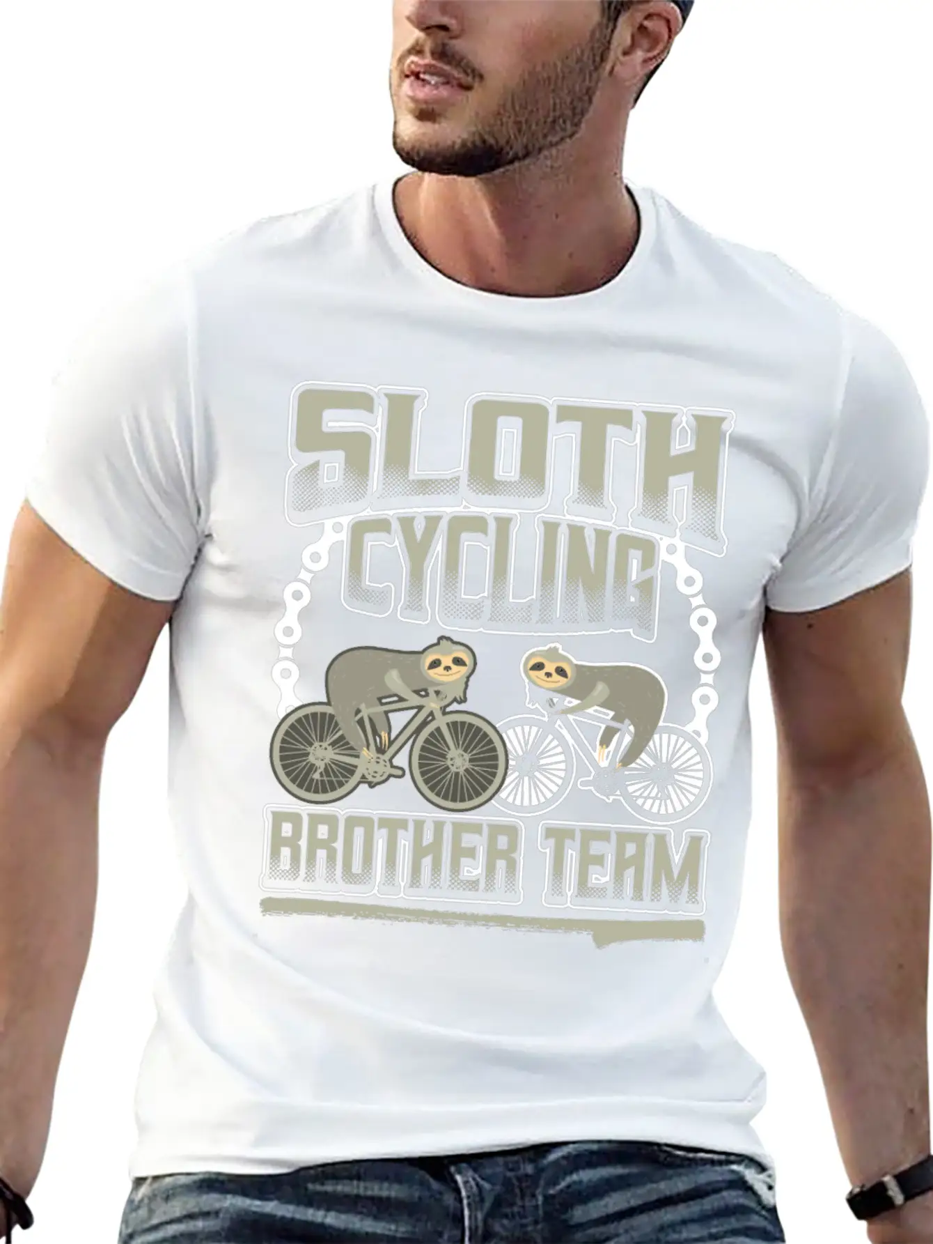 Sloth Cycling Brother Team Stylish Everyday T-Shirt – Unisex Basic Cotton Tee