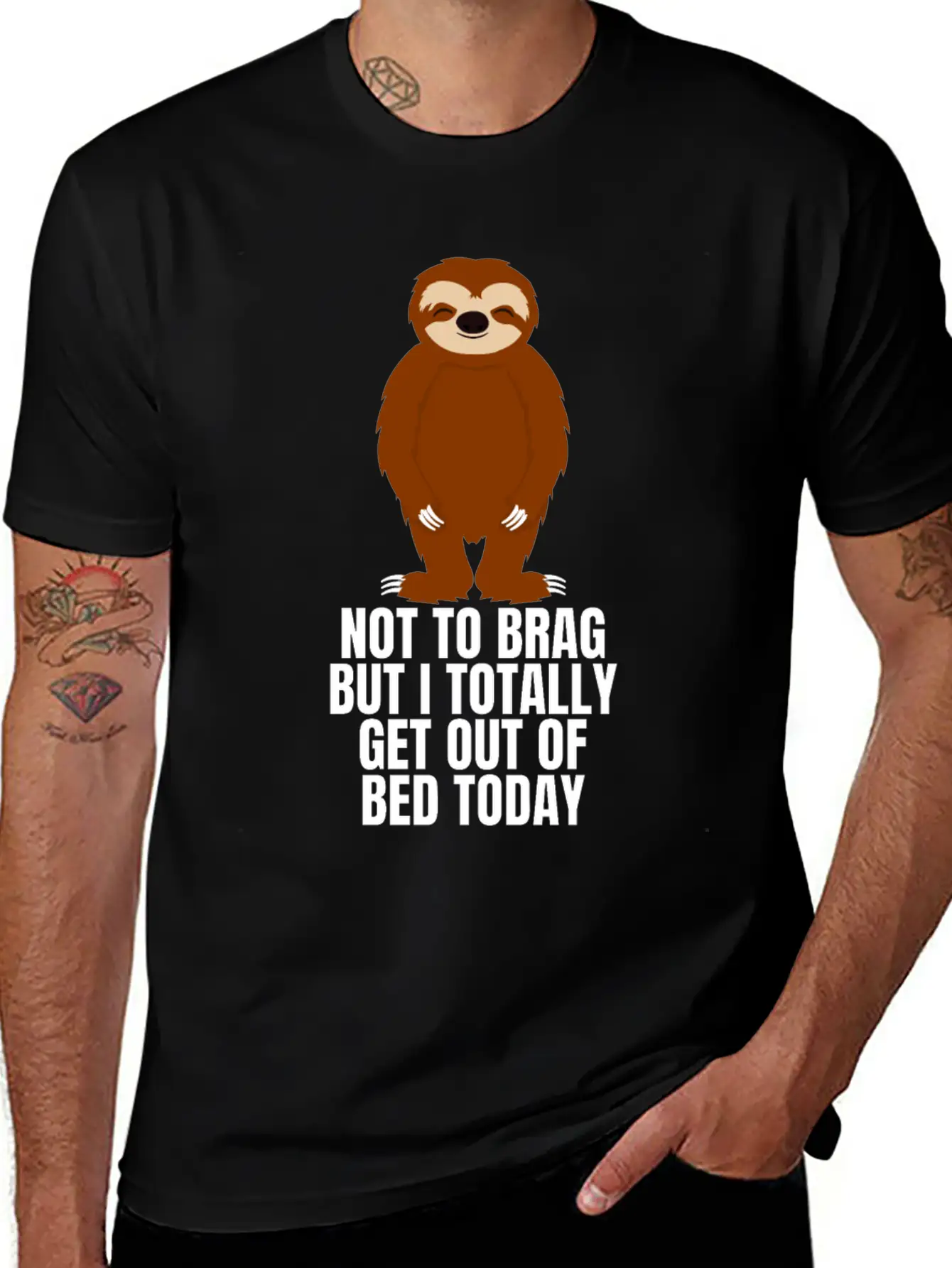 Sloth Not To Brag But I Totally Got Out Of Bed Relaxed Everyday Tee – Lightweight And Durable Cotton