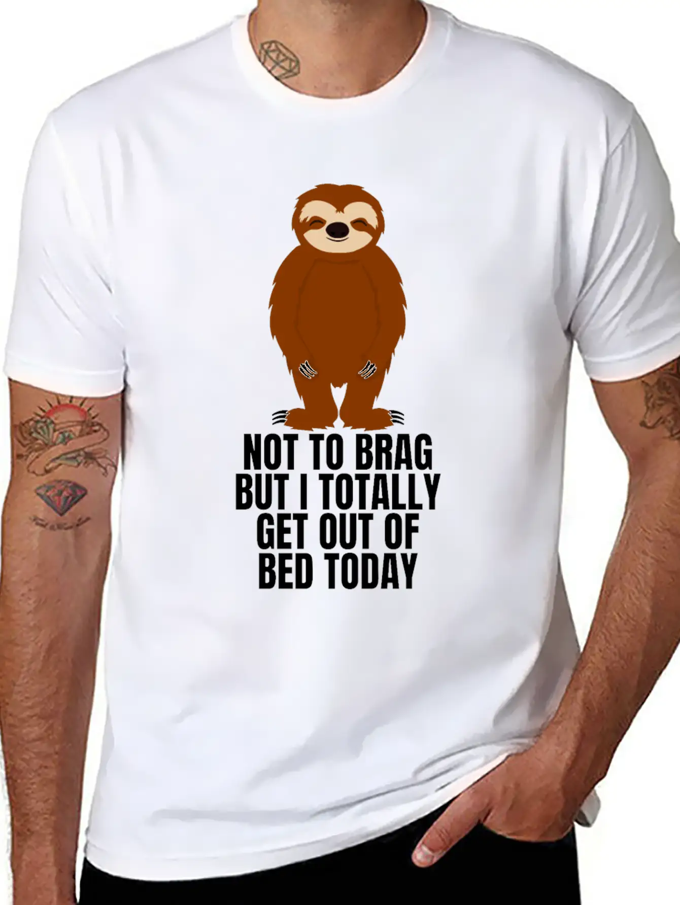Sloth Not To Brag But I Totally Got Out Of Bed Relaxed Everyday Tee – Lightweight And Durable Cotton