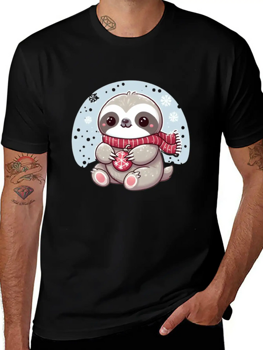 Sloth Playing In The Snow Lightweight Cotton T-Shirt – Daily Comfort Graphic Shirt