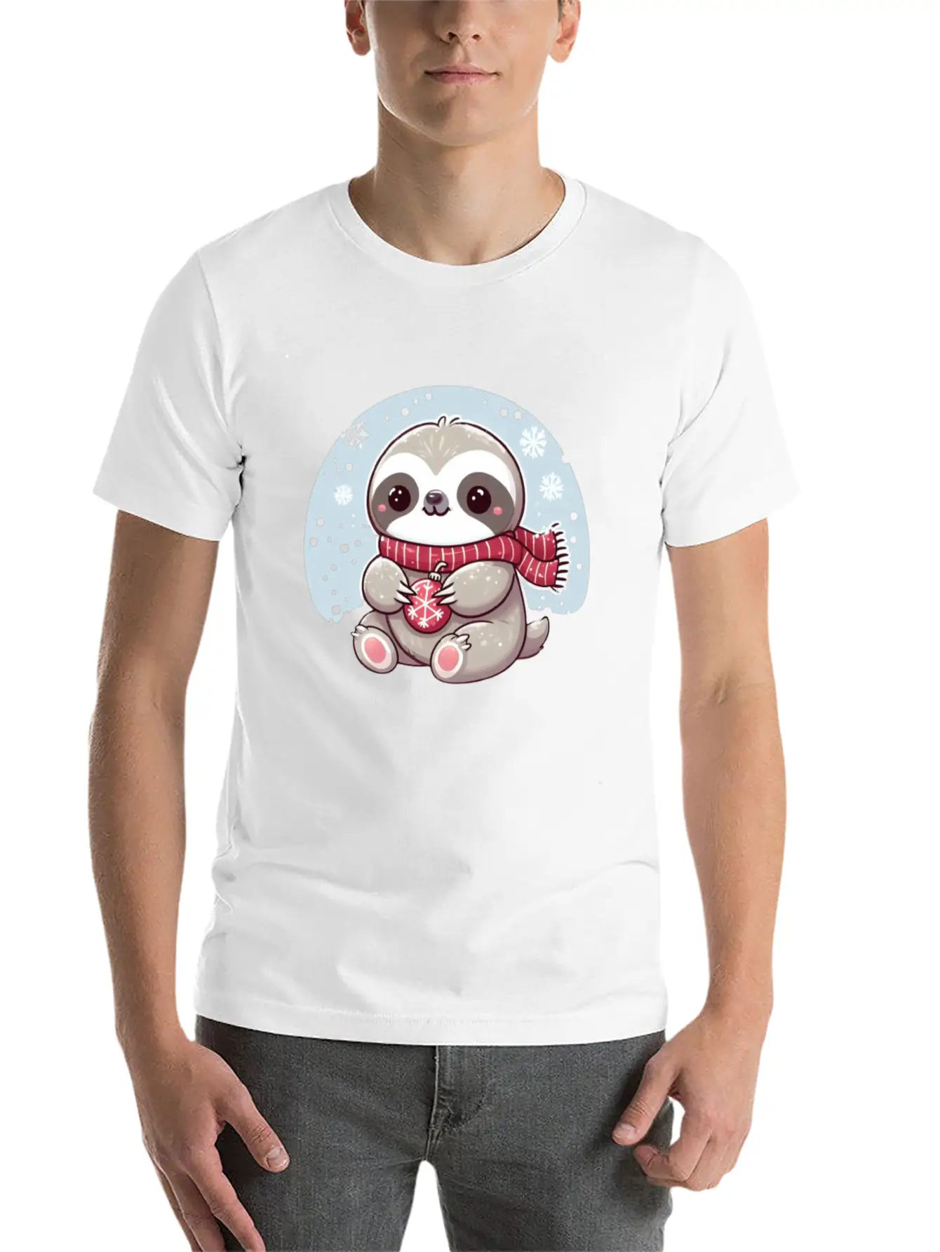 Sloth Playing In The Snow Lightweight Cotton T-Shirt – Daily Comfort Graphic Shirt