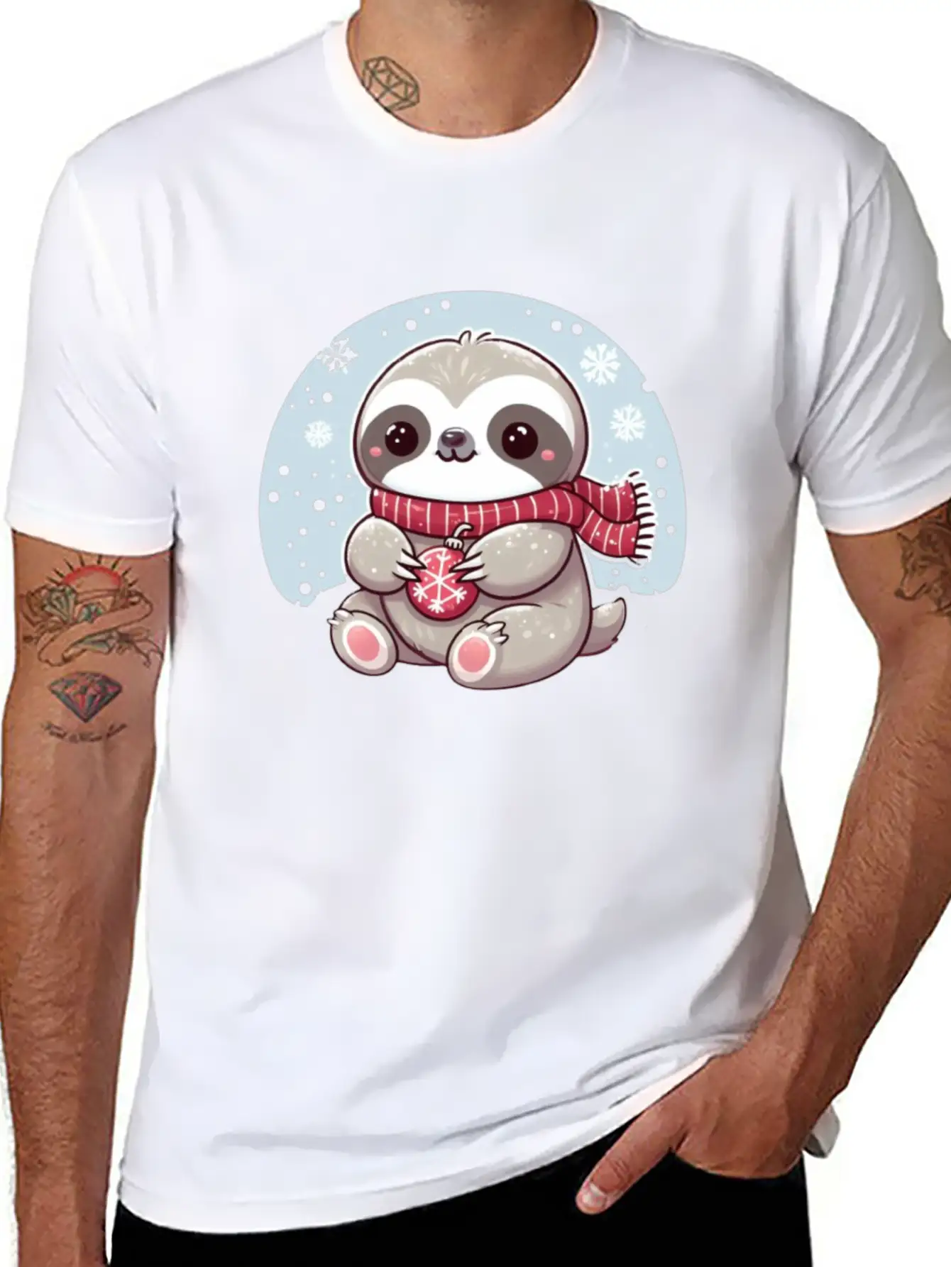 Sloth Playing In The Snow Lightweight Cotton T-Shirt – Daily Comfort Graphic Shirt