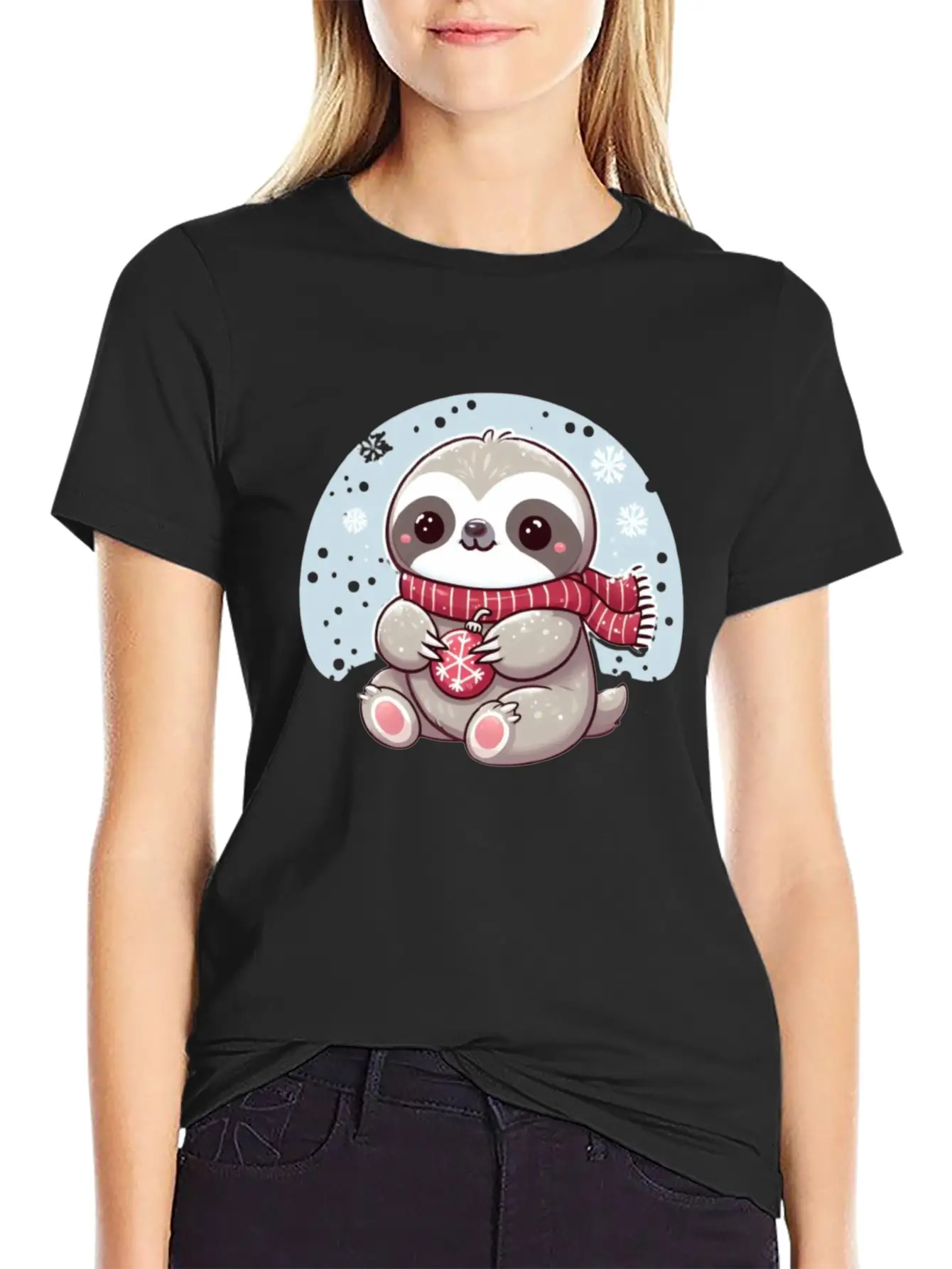 Sloth Playing In The Snow Lightweight Cotton T-Shirt – Daily Comfort Graphic Shirt