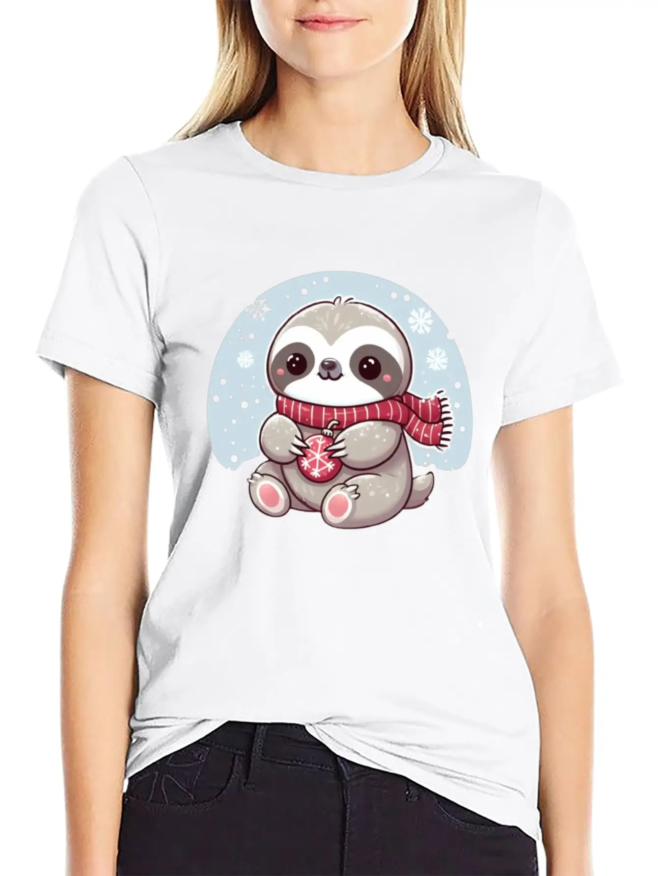 Sloth Playing In The Snow Lightweight Cotton T-Shirt – Daily Comfort Graphic Shirt