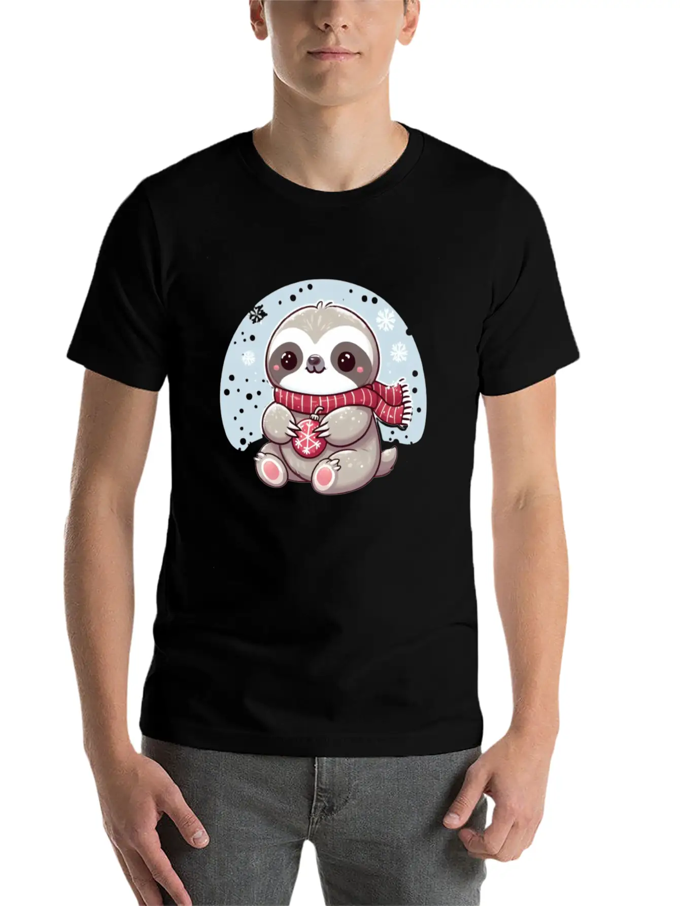 Sloth Playing In The Snow Lightweight Cotton T-Shirt – Daily Comfort Graphic Shirt