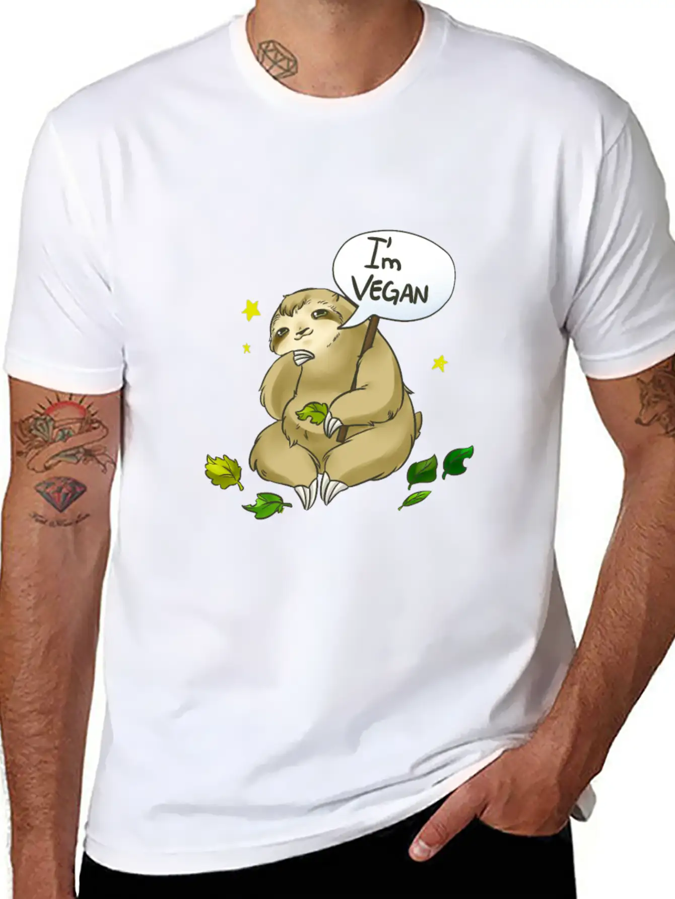 Sloths Are Vegan Vegetarian Unisex Casual T-Shirt – Clean Design For Daily Comfort