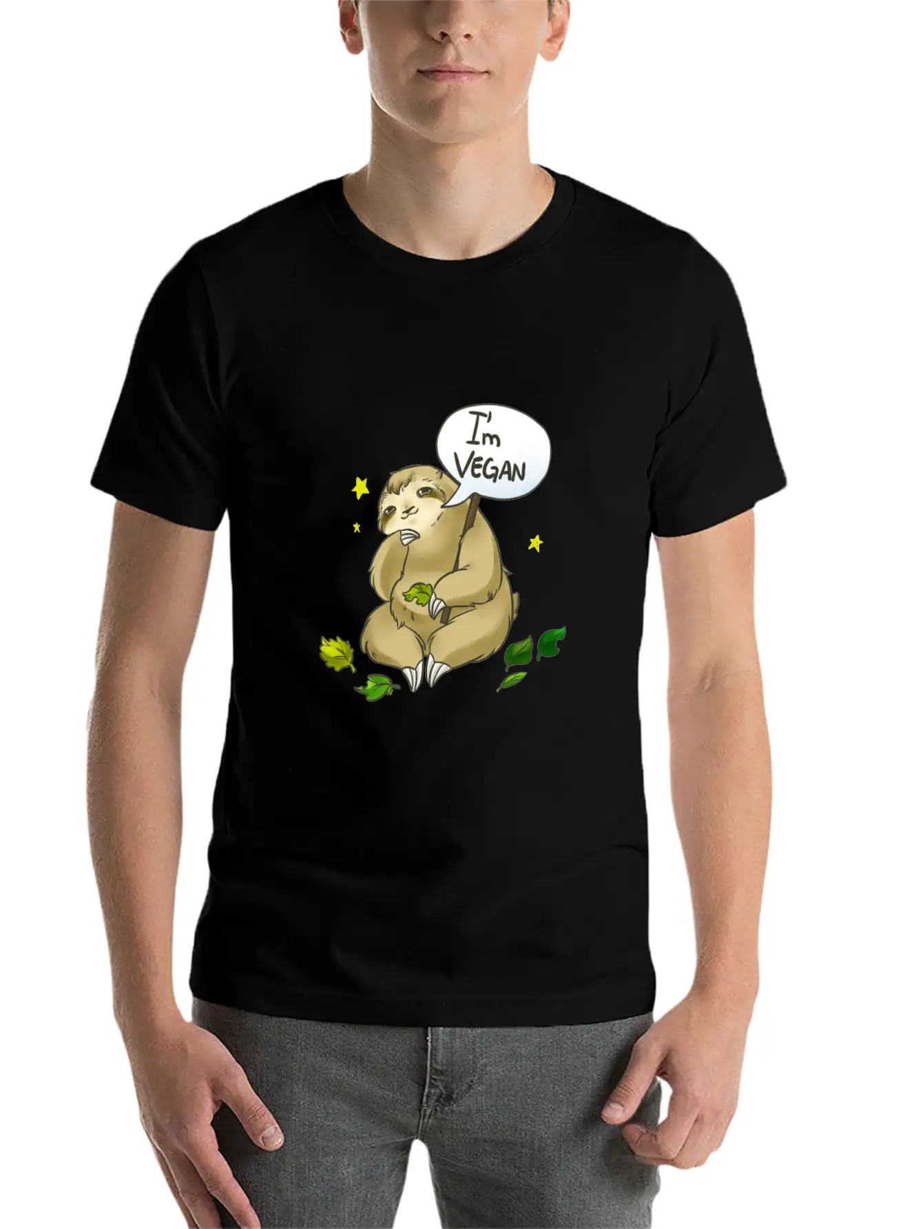 Sloths Are Vegan Vegetarian Unisex Casual T-Shirt – Clean Design For Daily Comfort