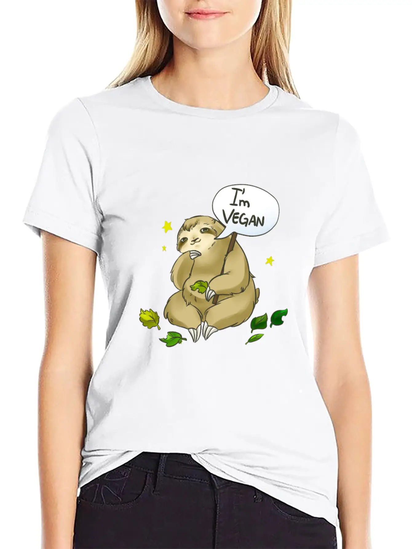 Sloths Are Vegan Vegetarian Unisex Casual T-Shirt – Clean Design For Daily Comfort