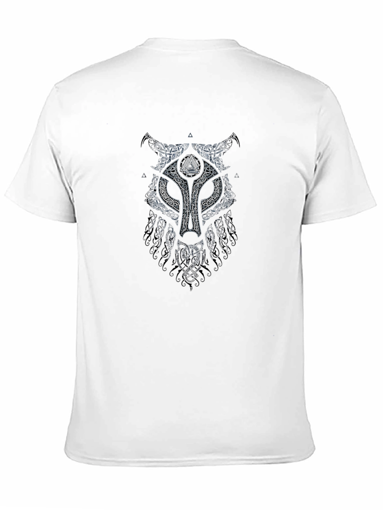 Viking Wolf Graphic Print Black T-Shirt