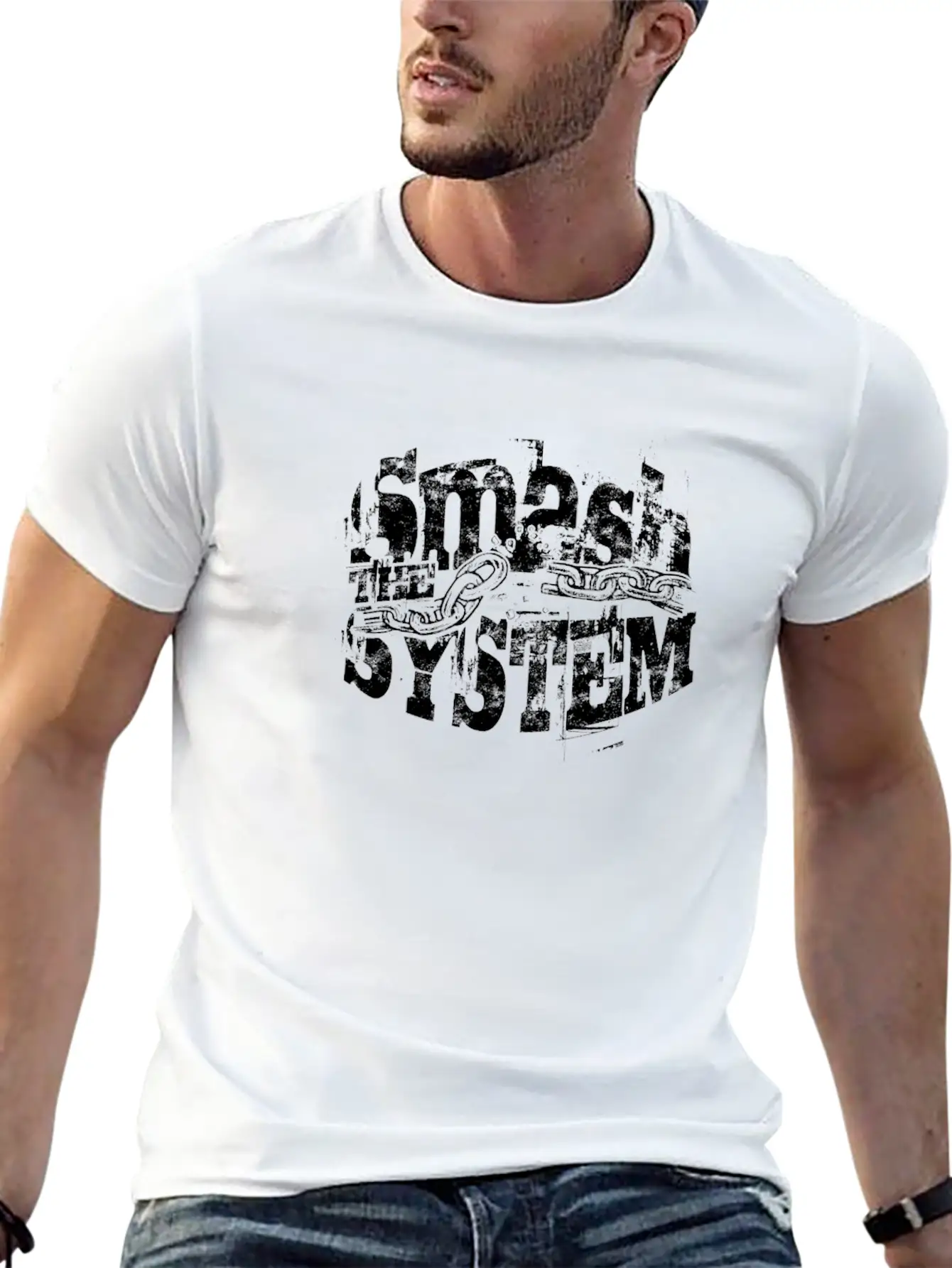 Smash The System - Punk Basic Graphic T-Shirt – Daily Comfort In Soft Cotton