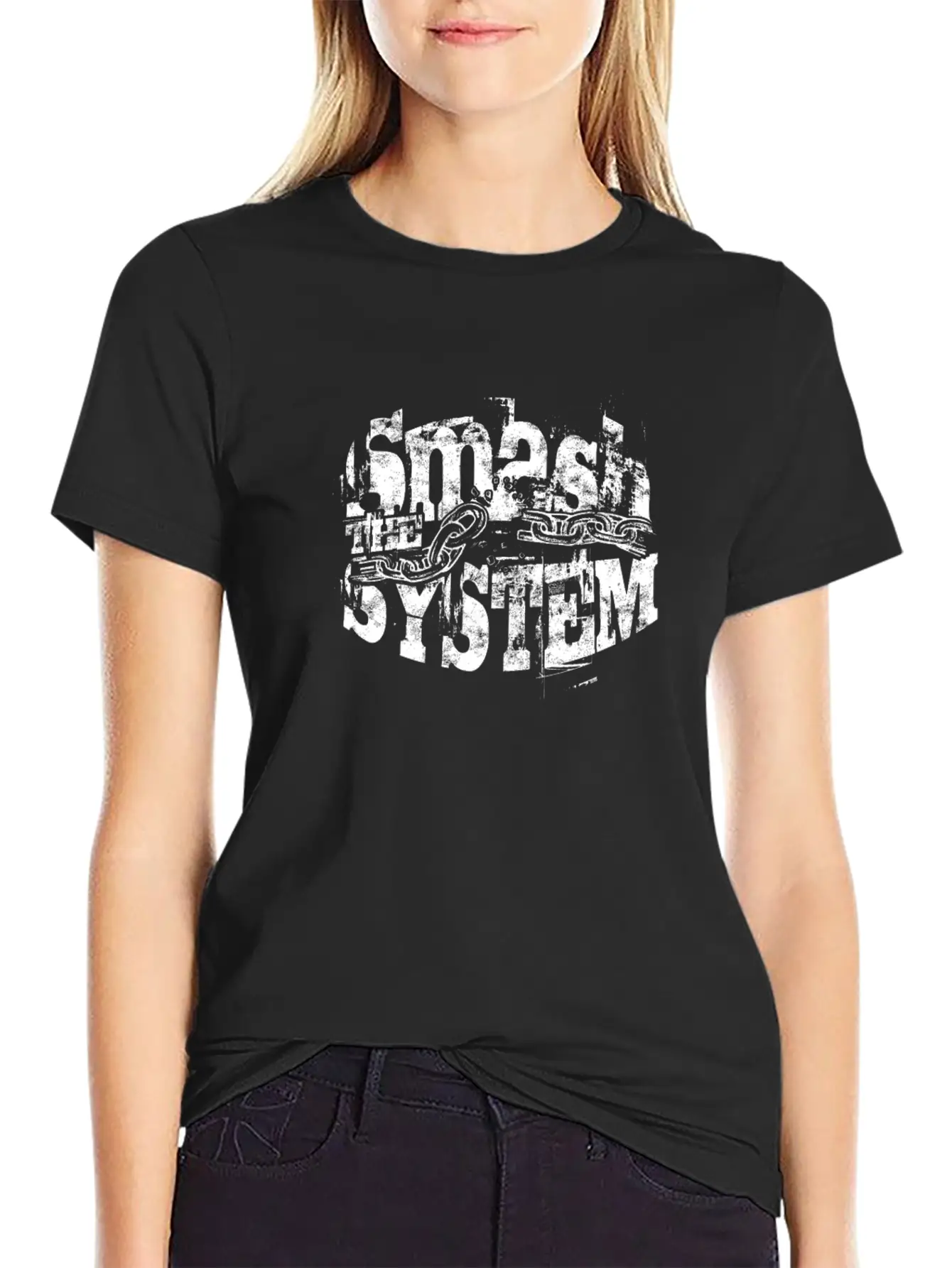 Smash The System - Punk Basic Graphic T-Shirt – Daily Comfort In Soft Cotton