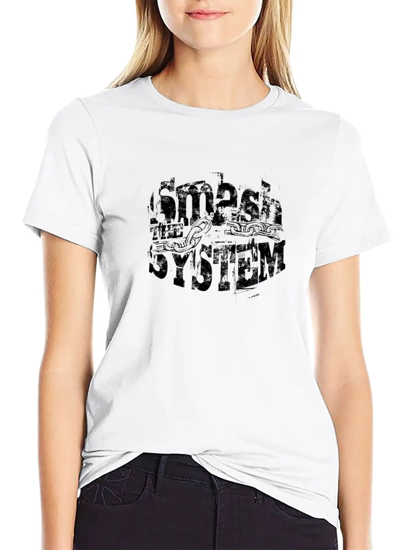 Smash The System - Punk Basic Graphic T-Shirt – Daily Comfort In Soft Cotton