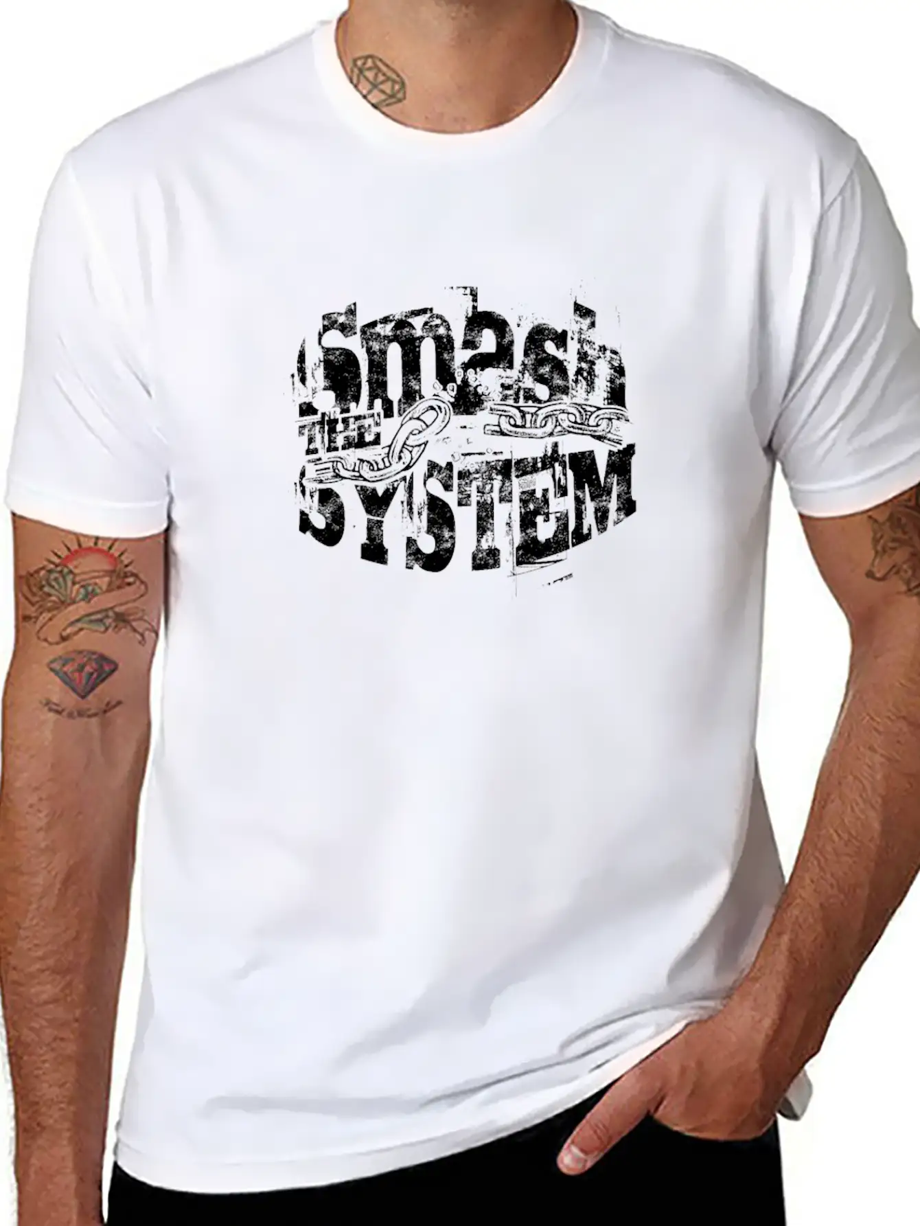 Smash The System - Punk Basic Graphic T-Shirt – Daily Comfort In Soft Cotton