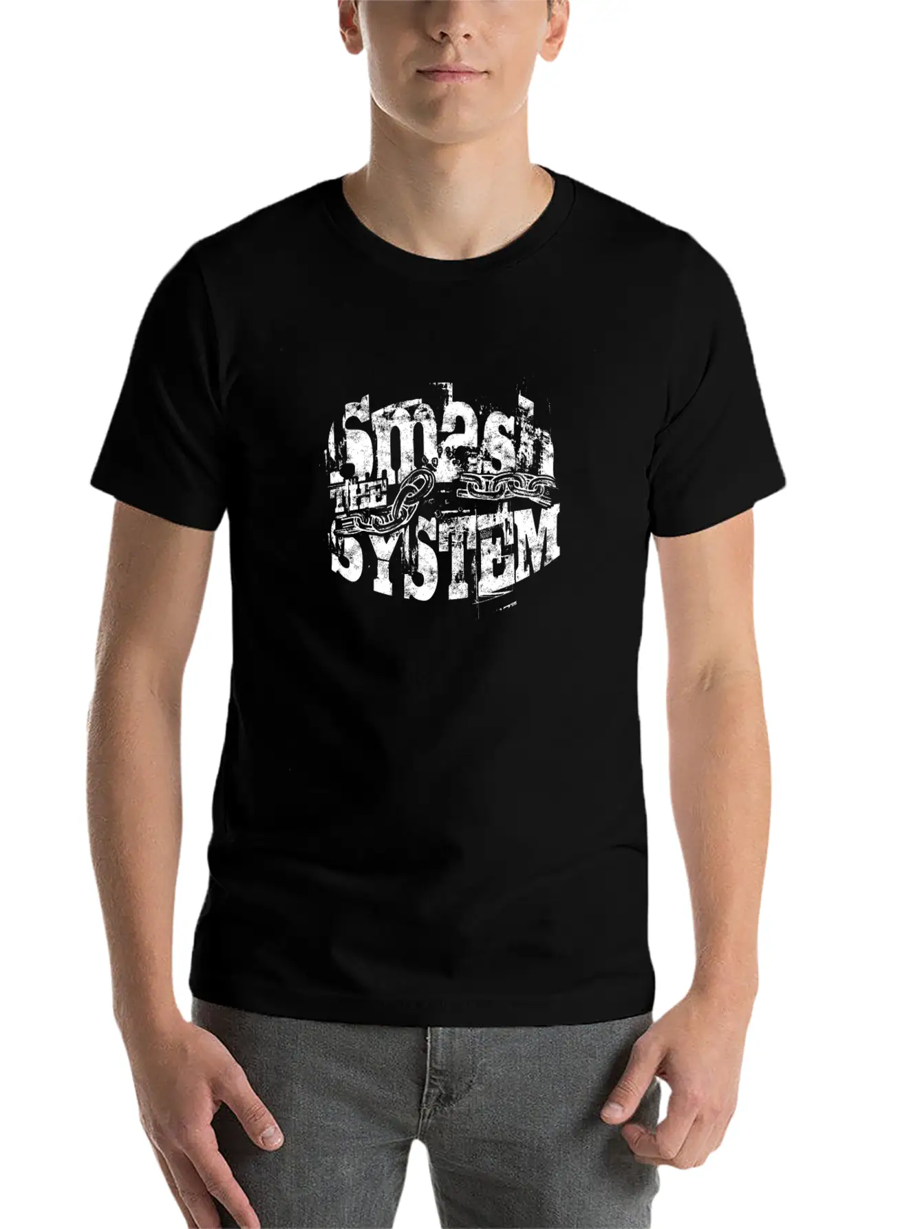 Smash The System - Punk Basic Graphic T-Shirt – Daily Comfort In Soft Cotton