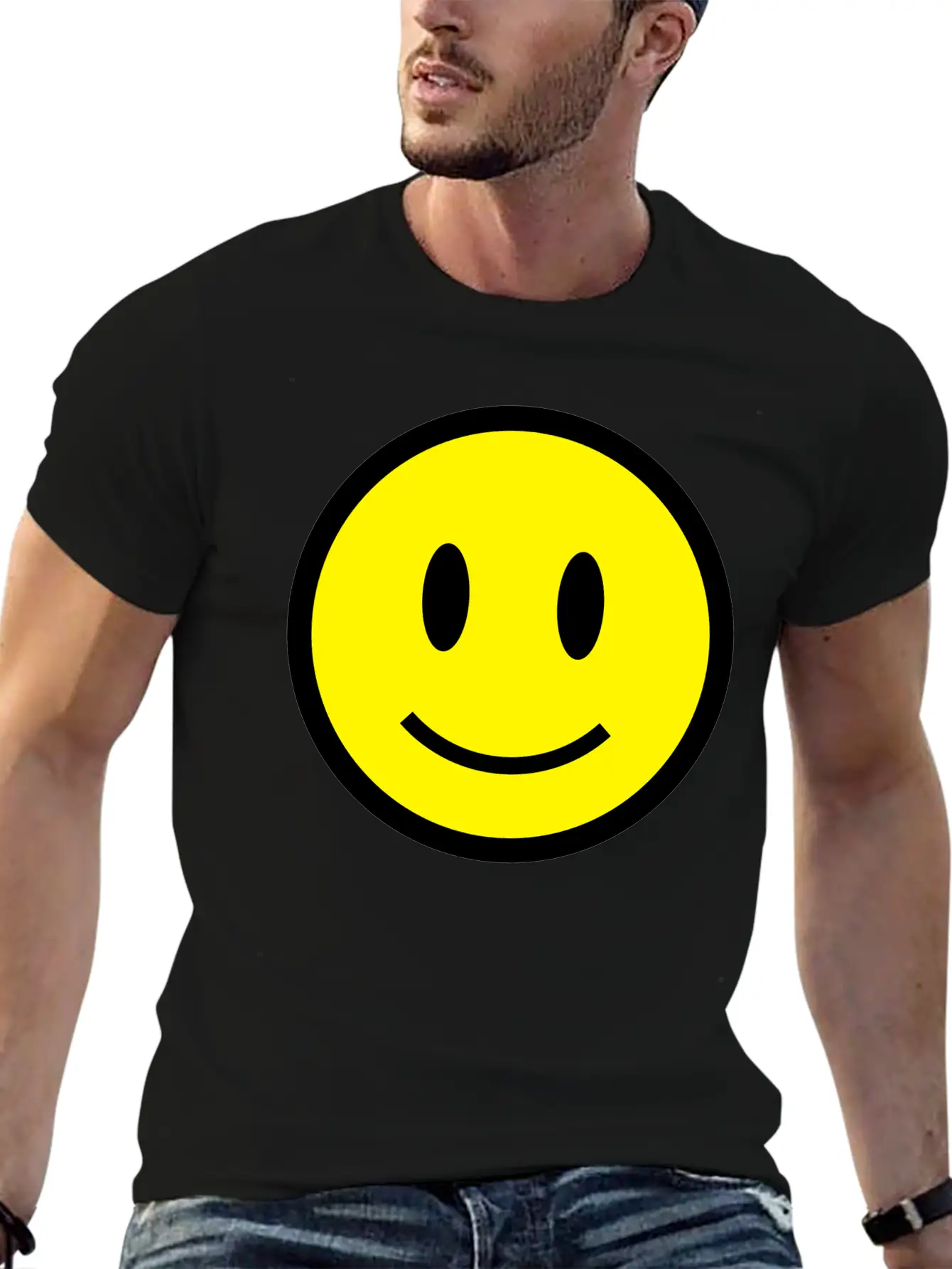 Smiley Face Icon 2c Lightweight Cotton T-Shirt – Daily Comfort Graphic Shirt