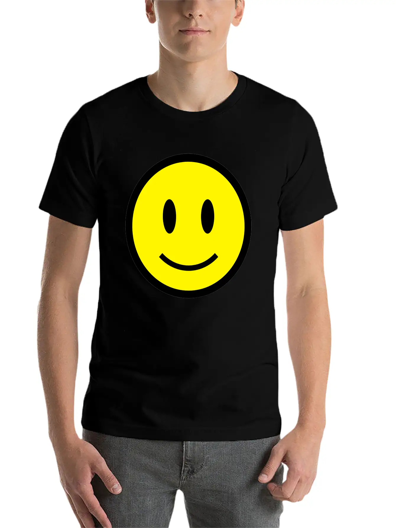 Smiley Face Icon 2c Lightweight Cotton T-Shirt – Daily Comfort Graphic Shirt