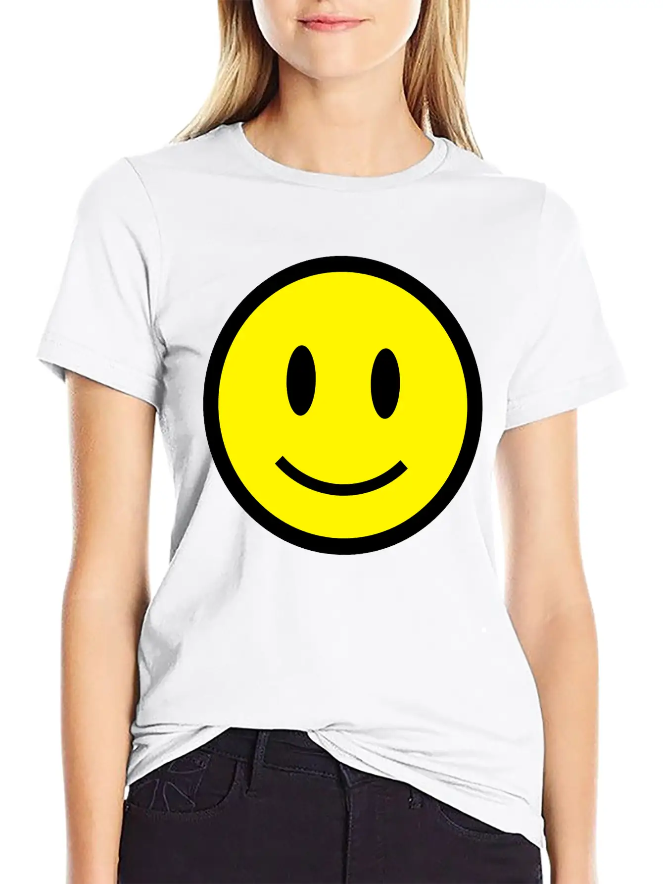 Smiley Face Icon 2c Lightweight Cotton T-Shirt – Daily Comfort Graphic Shirt