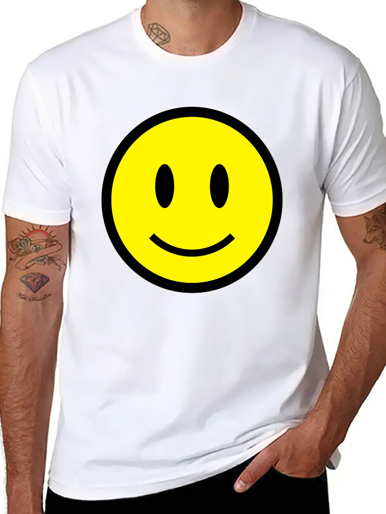 Smiley Face Icon 2c Lightweight Cotton T-Shirt – Daily Comfort Graphic Shirt