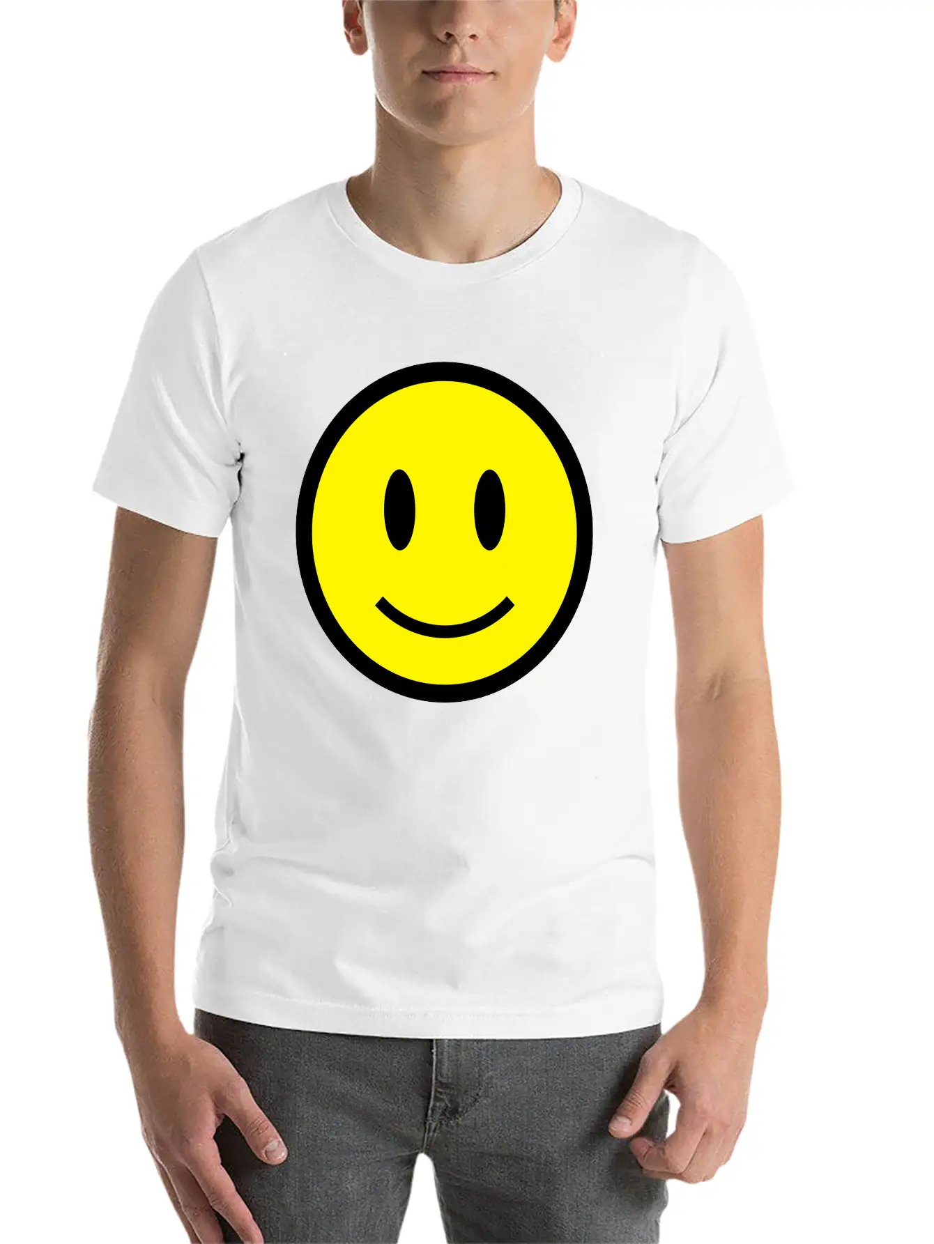 Smiley Face Icon 2c Lightweight Cotton T-Shirt – Daily Comfort Graphic Shirt