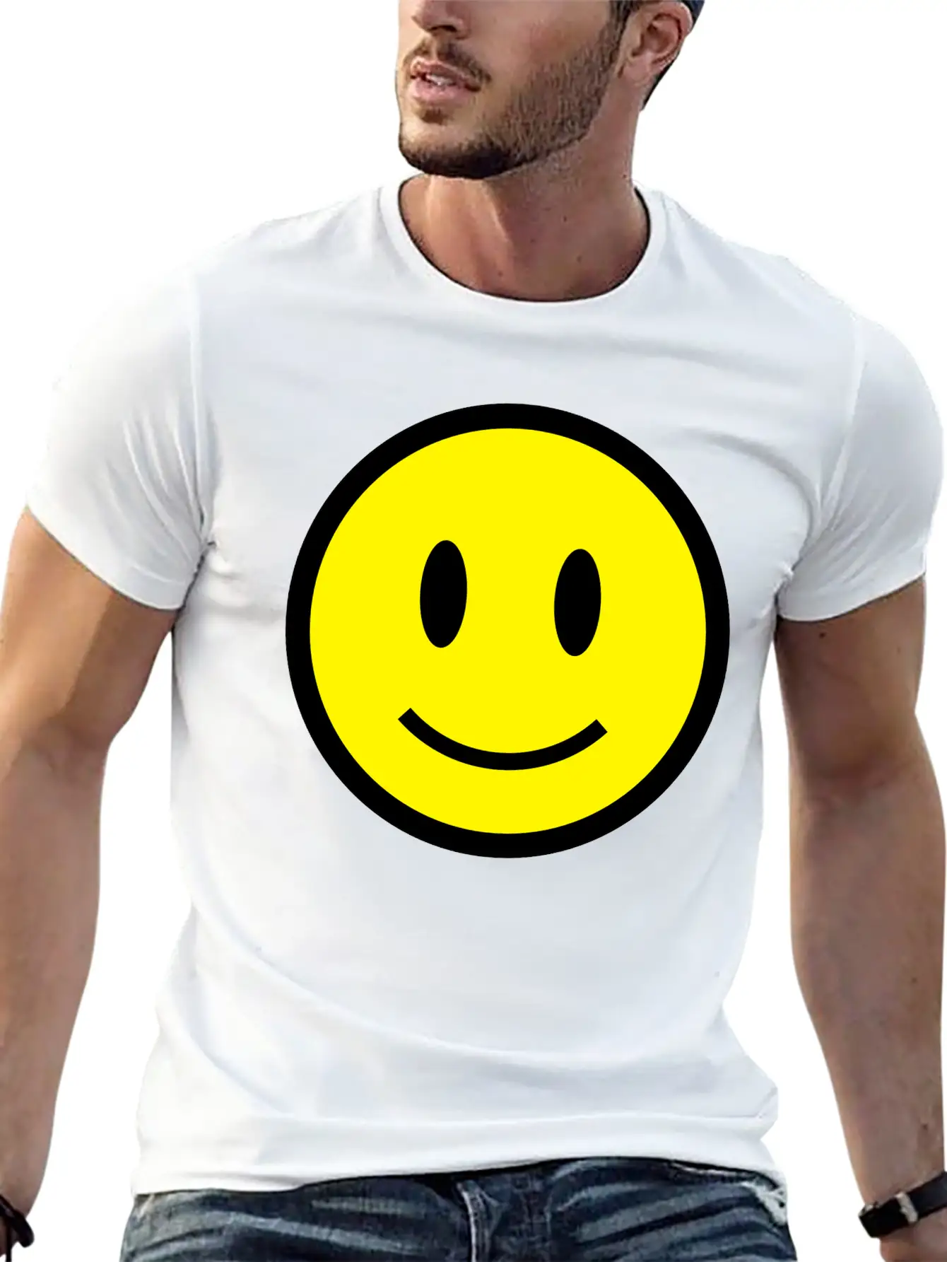 Smiley Face Icon 2c Lightweight Cotton T-Shirt – Daily Comfort Graphic Shirt