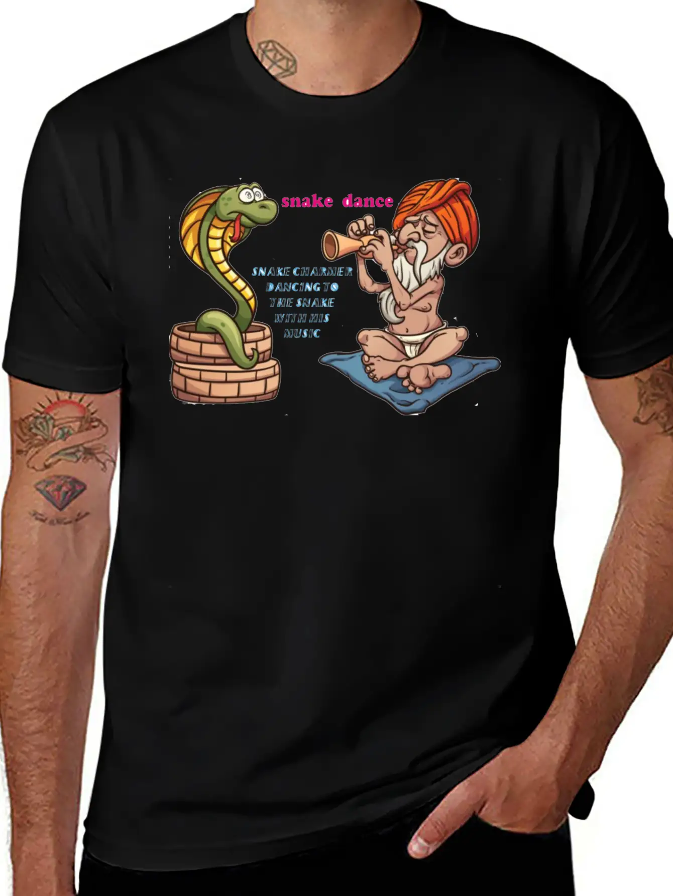 Snake Charmer With Snake Dancing Classic Fit Graphic Tee For Daily Comfort – Unisex Cotton Shirt