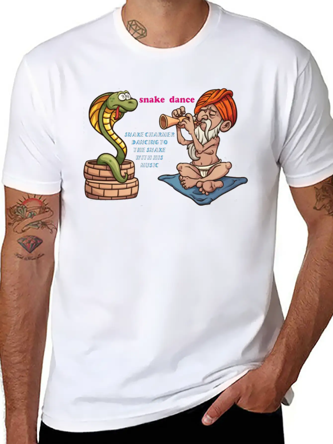 Snake Charmer With Snake Dancing Classic Fit Graphic Tee For Daily Comfort – Unisex Cotton Shirt