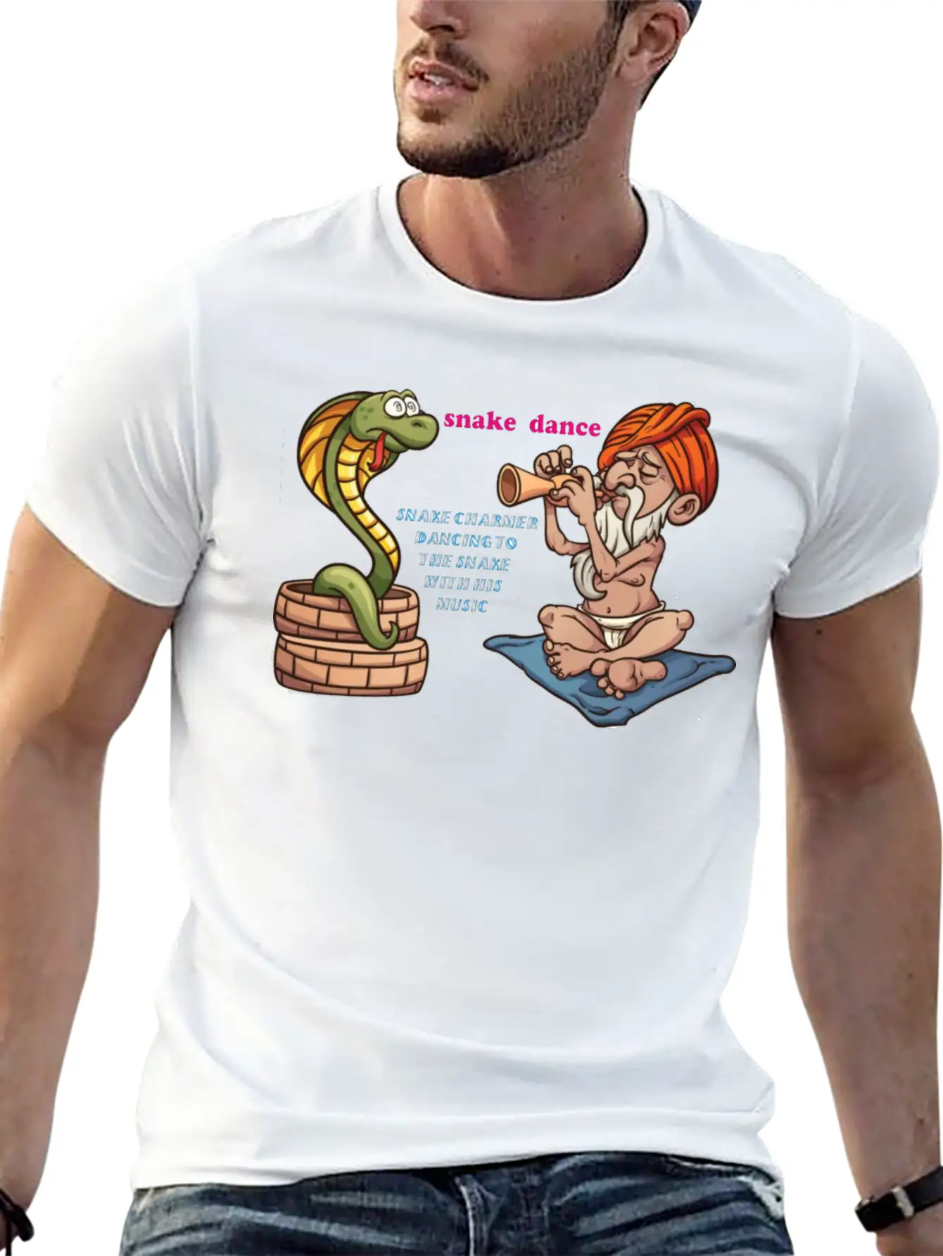 Snake Charmer With Snake Dancing Classic Fit Graphic Tee For Daily Comfort – Unisex Cotton Shirt