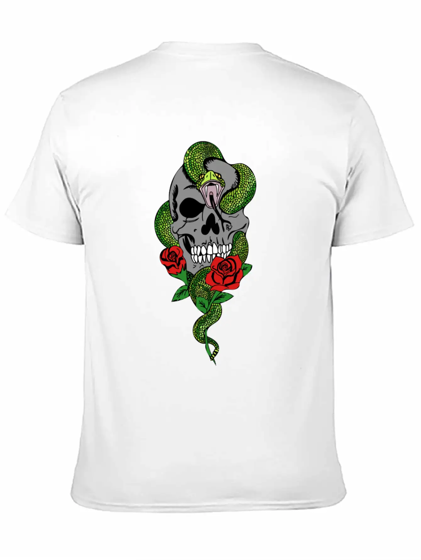 Snake Skull Roses Unisex Casual T-Shirt – Clean Design For Daily Comfort