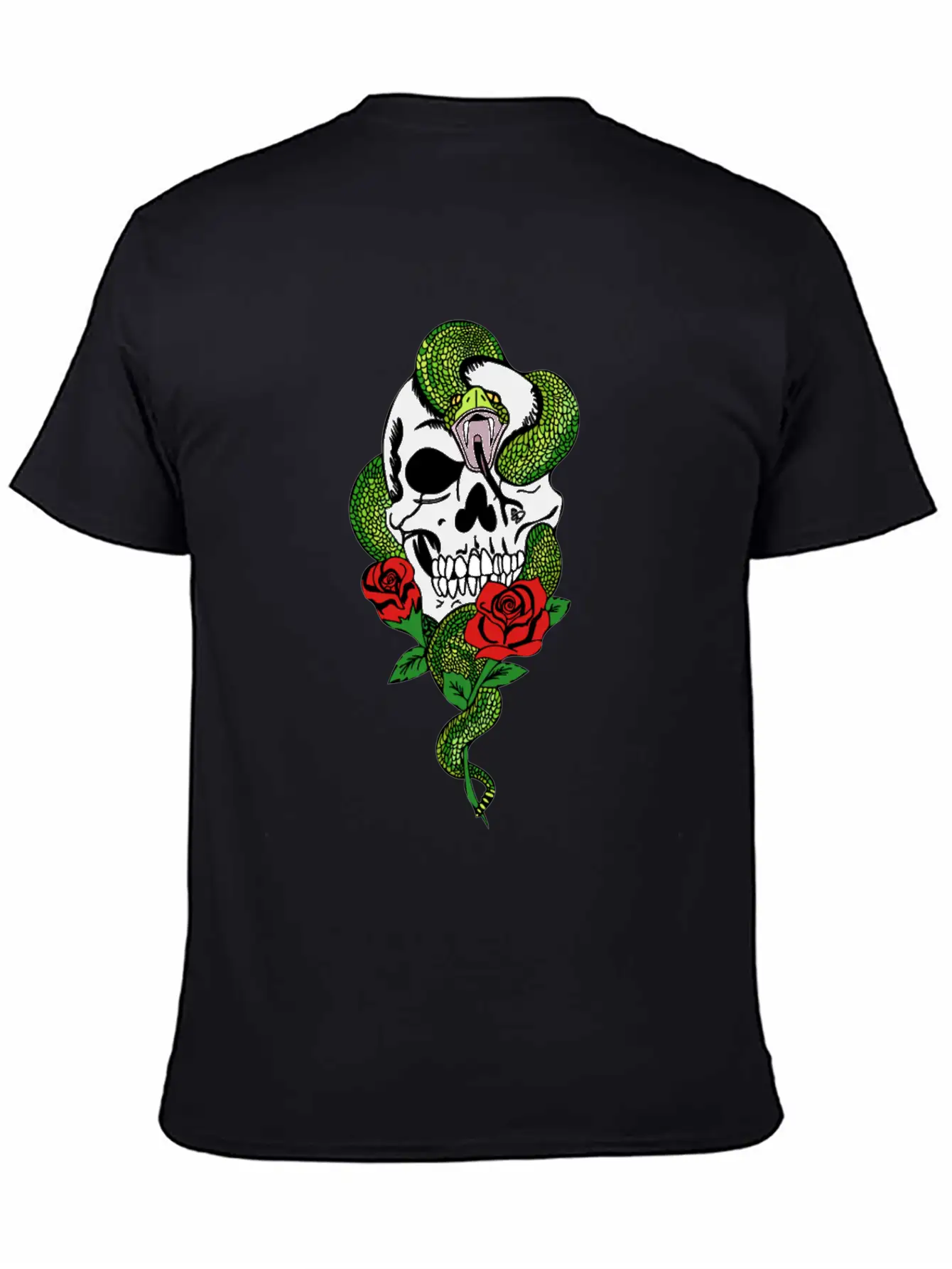 Snake Skull Roses Unisex Casual T-Shirt – Clean Design For Daily Comfort