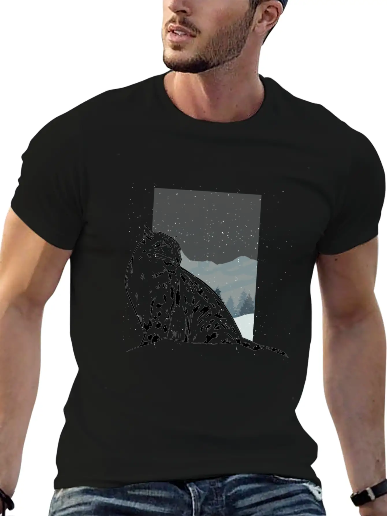 Snow Leopard Essential Cotton Tee For Daily Outfits – Unisex Style