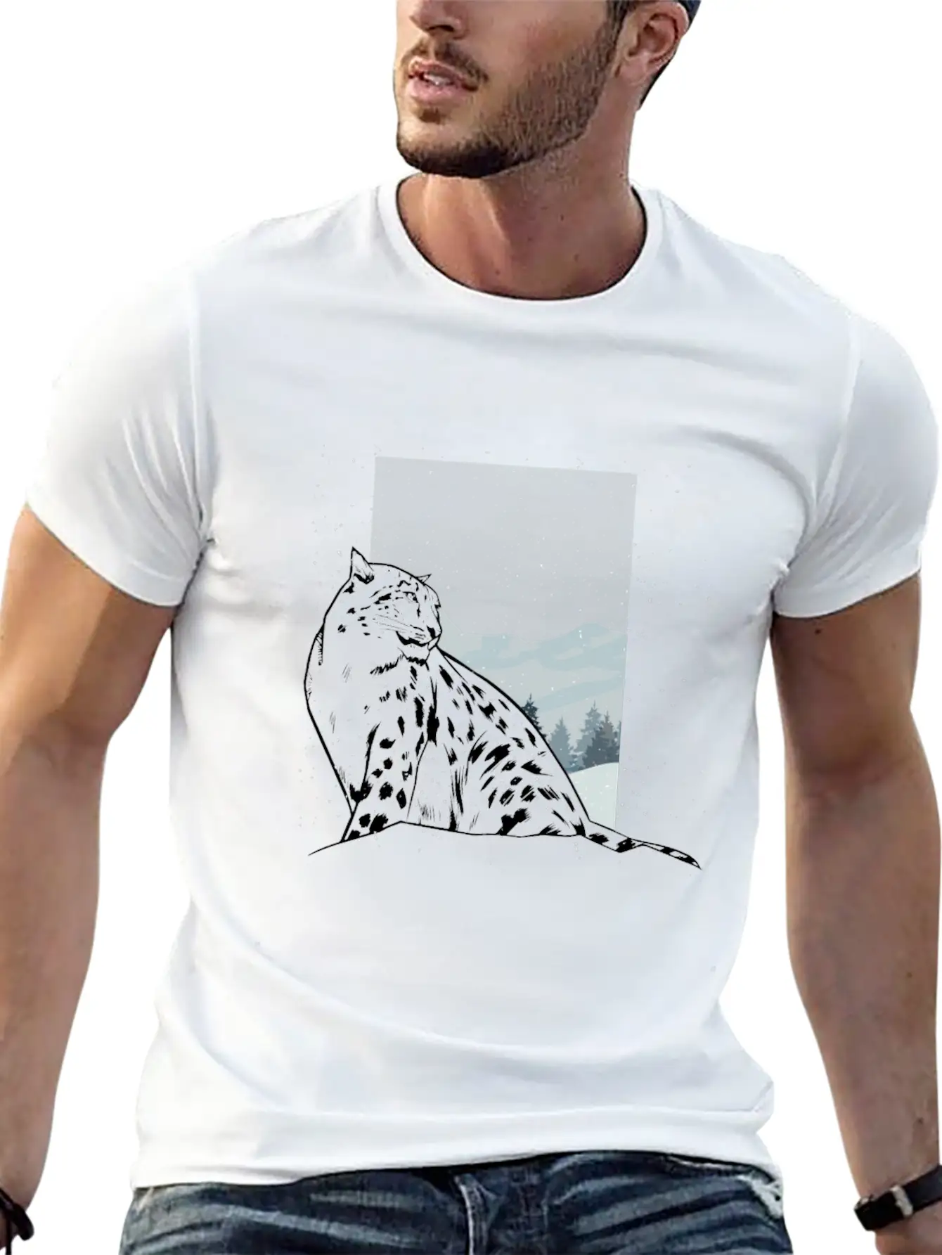 Snow Leopard Essential Cotton Tee For Daily Outfits – Unisex Style
