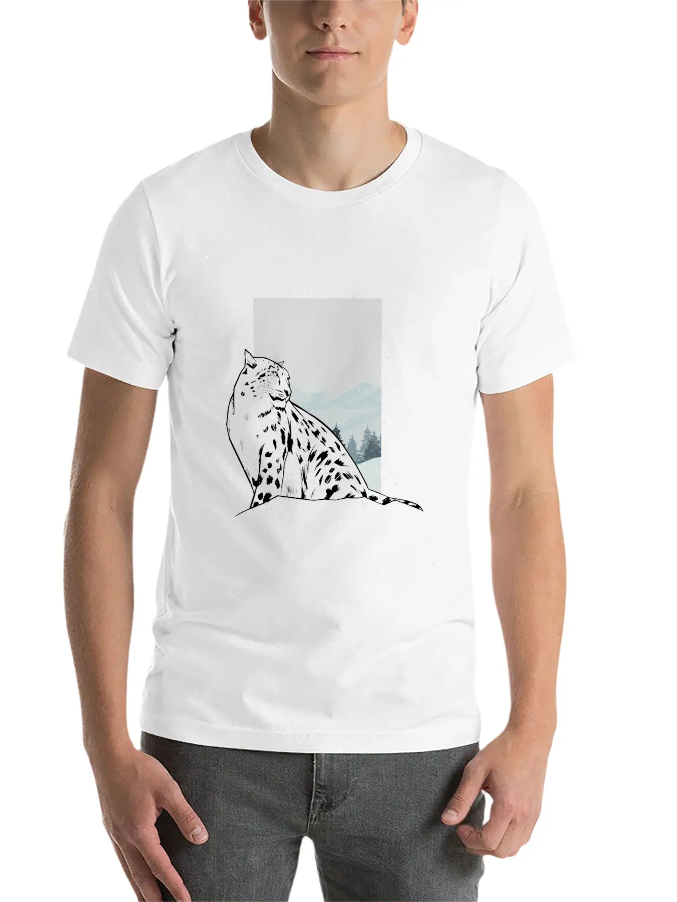 Snow Leopard Essential Cotton Tee For Daily Outfits – Unisex Style