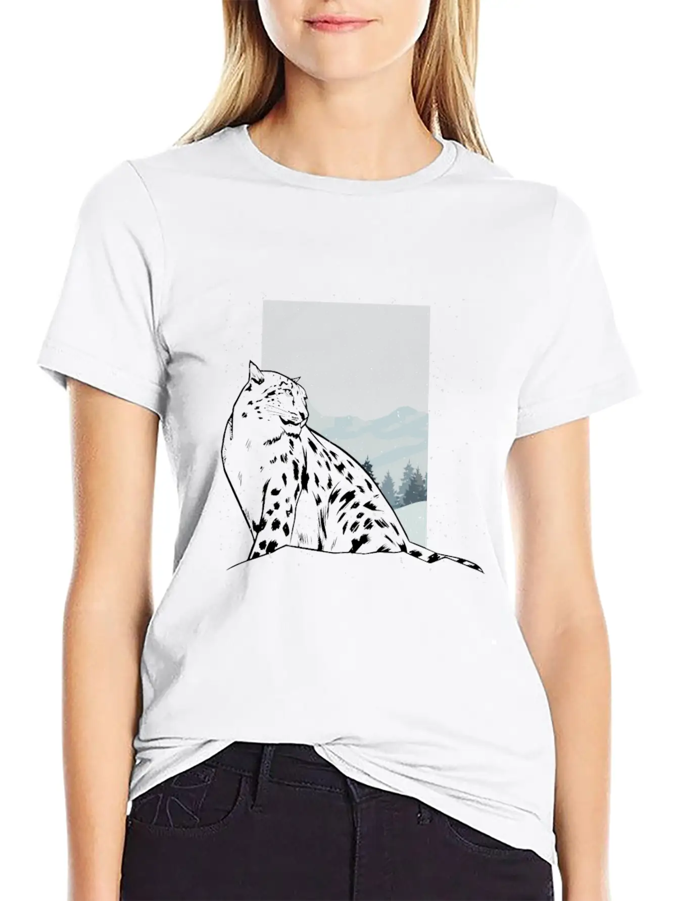 Snow Leopard Essential Cotton Tee For Daily Outfits – Unisex Style