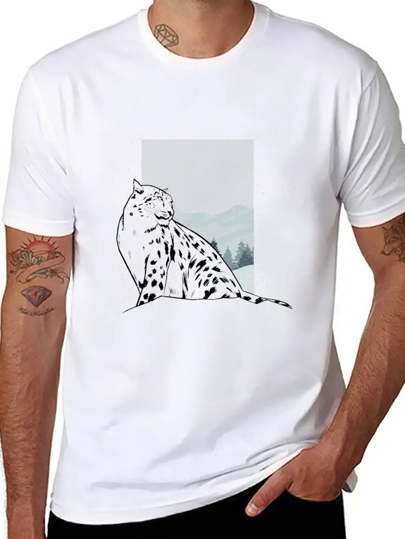 Snow Leopard Essential Cotton Tee For Daily Outfits – Unisex Style