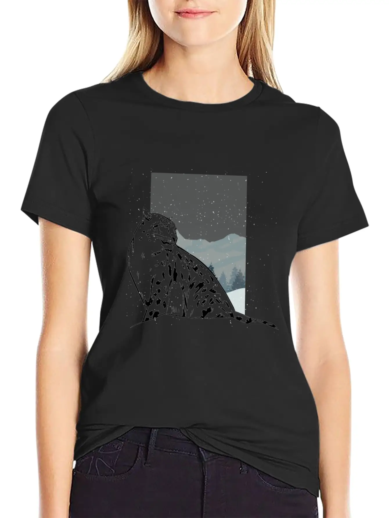 Snow Leopard Essential Cotton Tee For Daily Outfits – Unisex Style