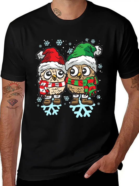 SNOW OWL COUPLE WINTER DRESS Classic Fit Graphic Tee For Daily Comfort – Unisex Cotton Shirt