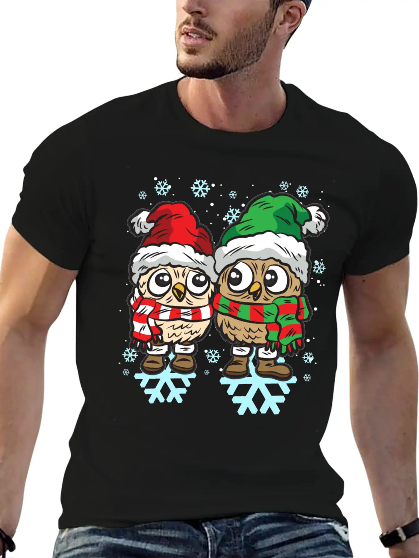 SNOW OWL COUPLE WINTER DRESS Classic Fit Graphic Tee For Daily Comfort – Unisex Cotton Shirt