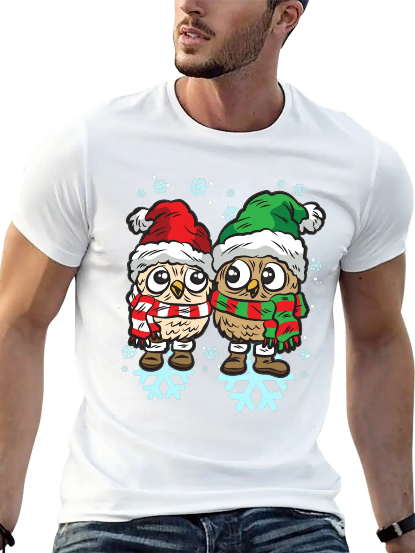 SNOW OWL COUPLE WINTER DRESS Classic Fit Graphic Tee For Daily Comfort – Unisex Cotton Shirt