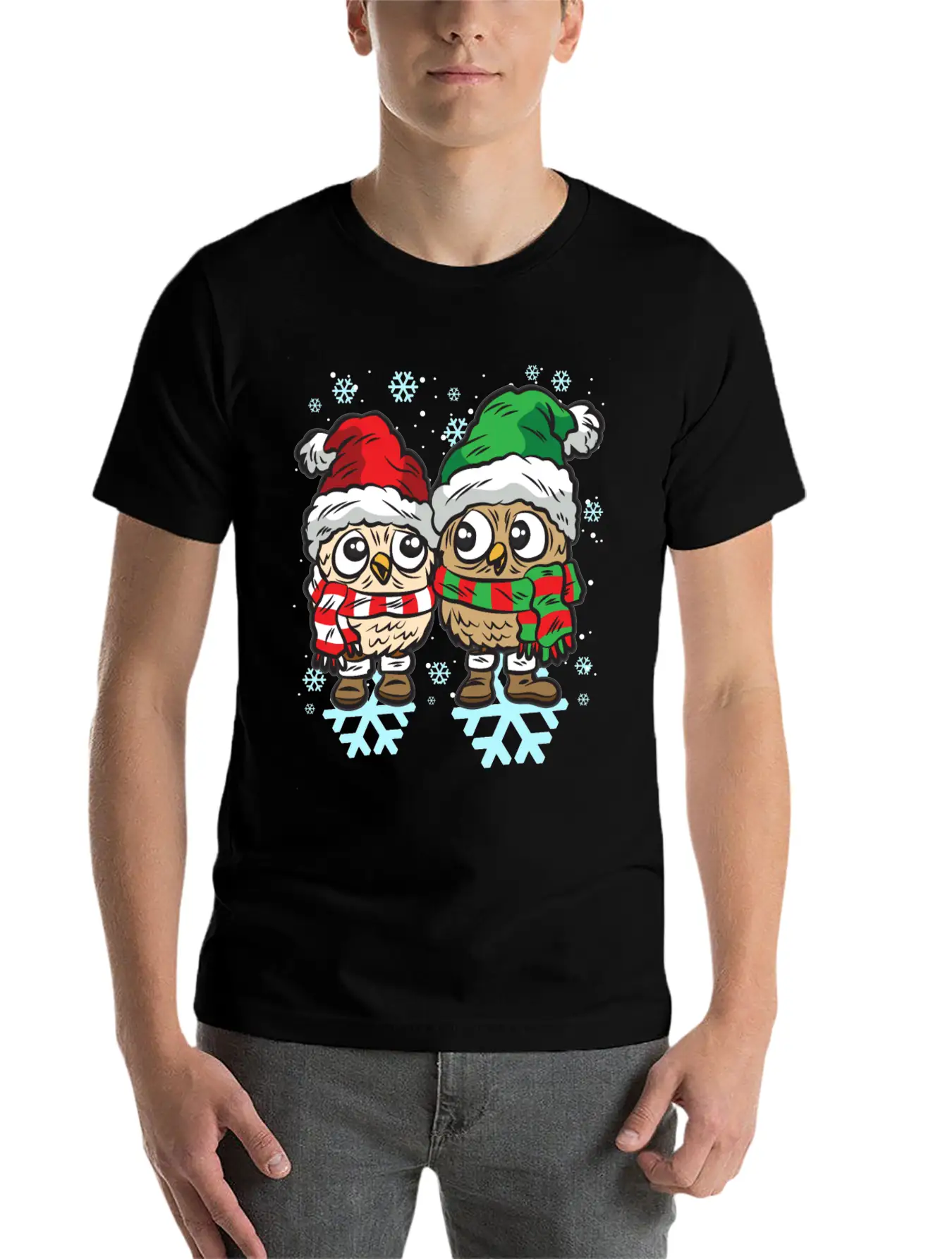 SNOW OWL COUPLE WINTER DRESS Classic Fit Graphic Tee For Daily Comfort – Unisex Cotton Shirt