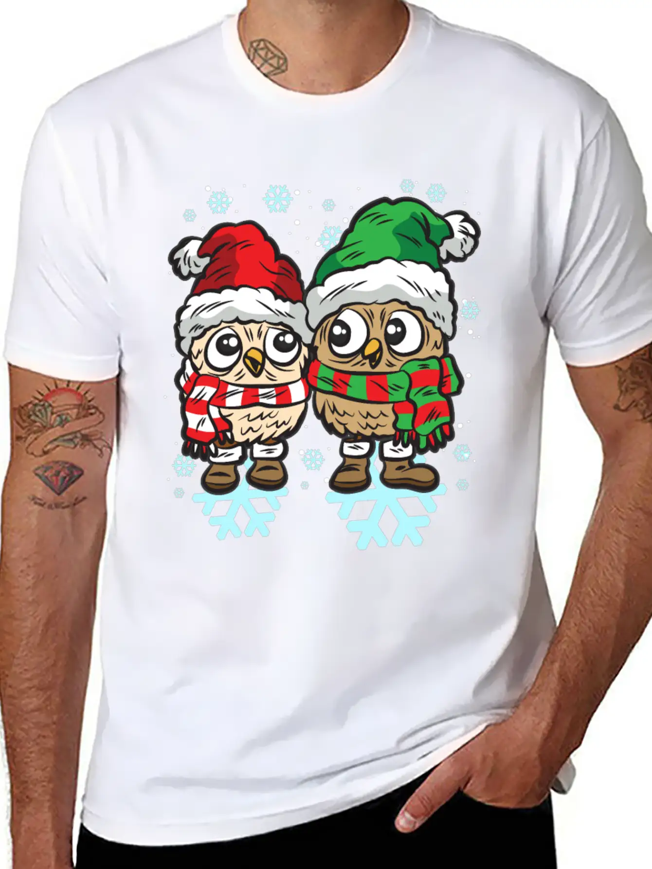 SNOW OWL COUPLE WINTER DRESS Classic Fit Graphic Tee For Daily Comfort – Unisex Cotton Shirt