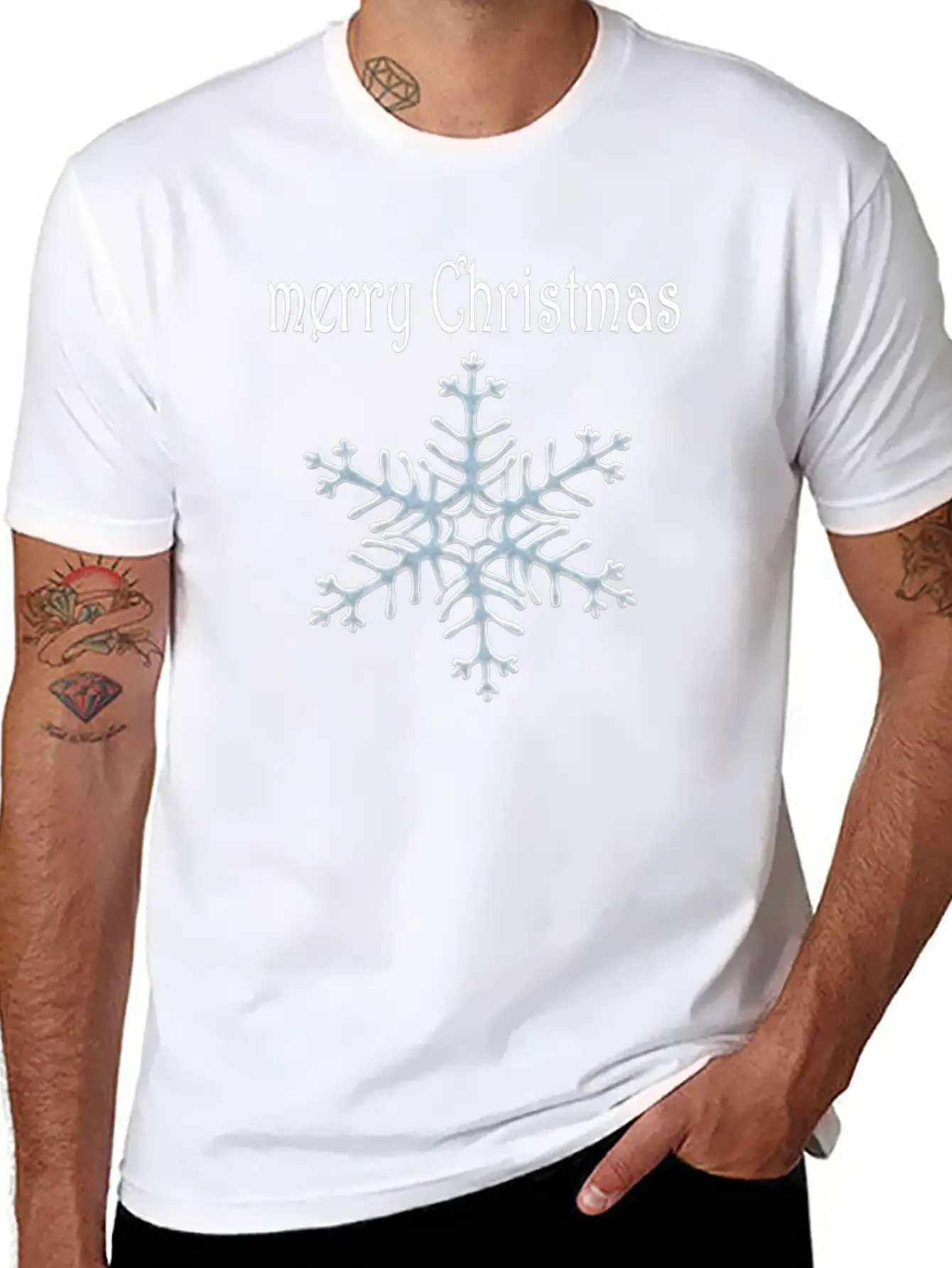 Snowflake Design Basic Graphic T-Shirt – Daily Comfort In Soft Cotton