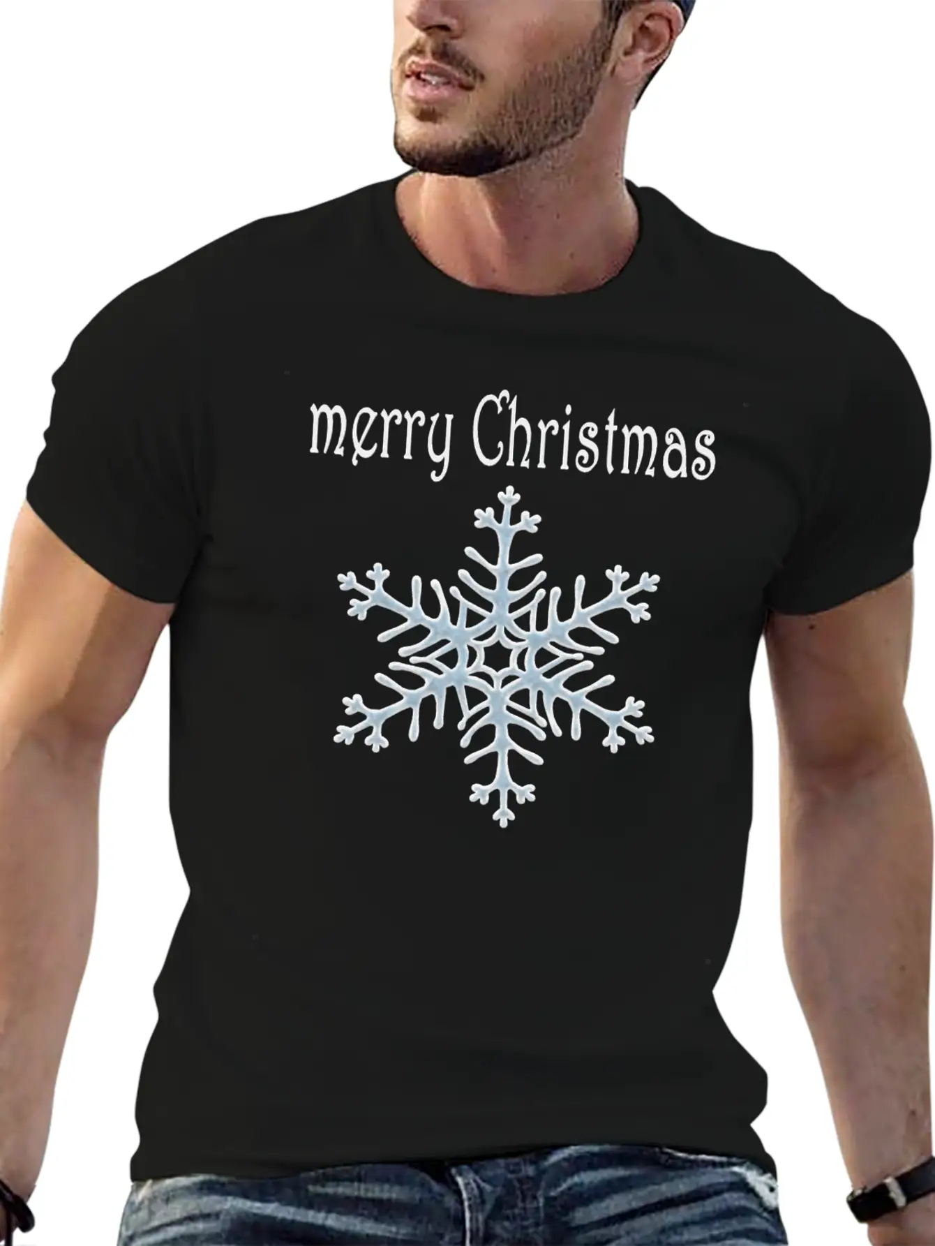 Snowflake Design Basic Graphic T-Shirt – Daily Comfort In Soft Cotton