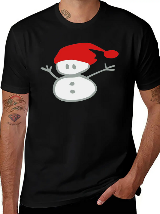 Snowman & Santa_hat Vector Art Soft Cotton Short Sleeve Tee – Unisex Wardrobe Staple