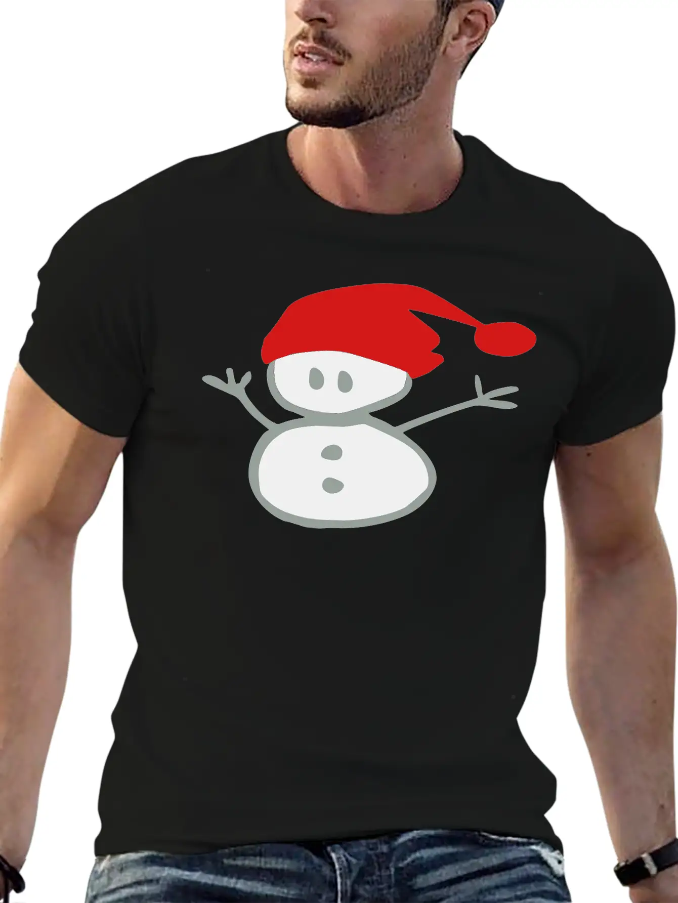 Snowman & Santa_hat Vector Art Soft Cotton Short Sleeve Tee – Unisex Wardrobe Staple